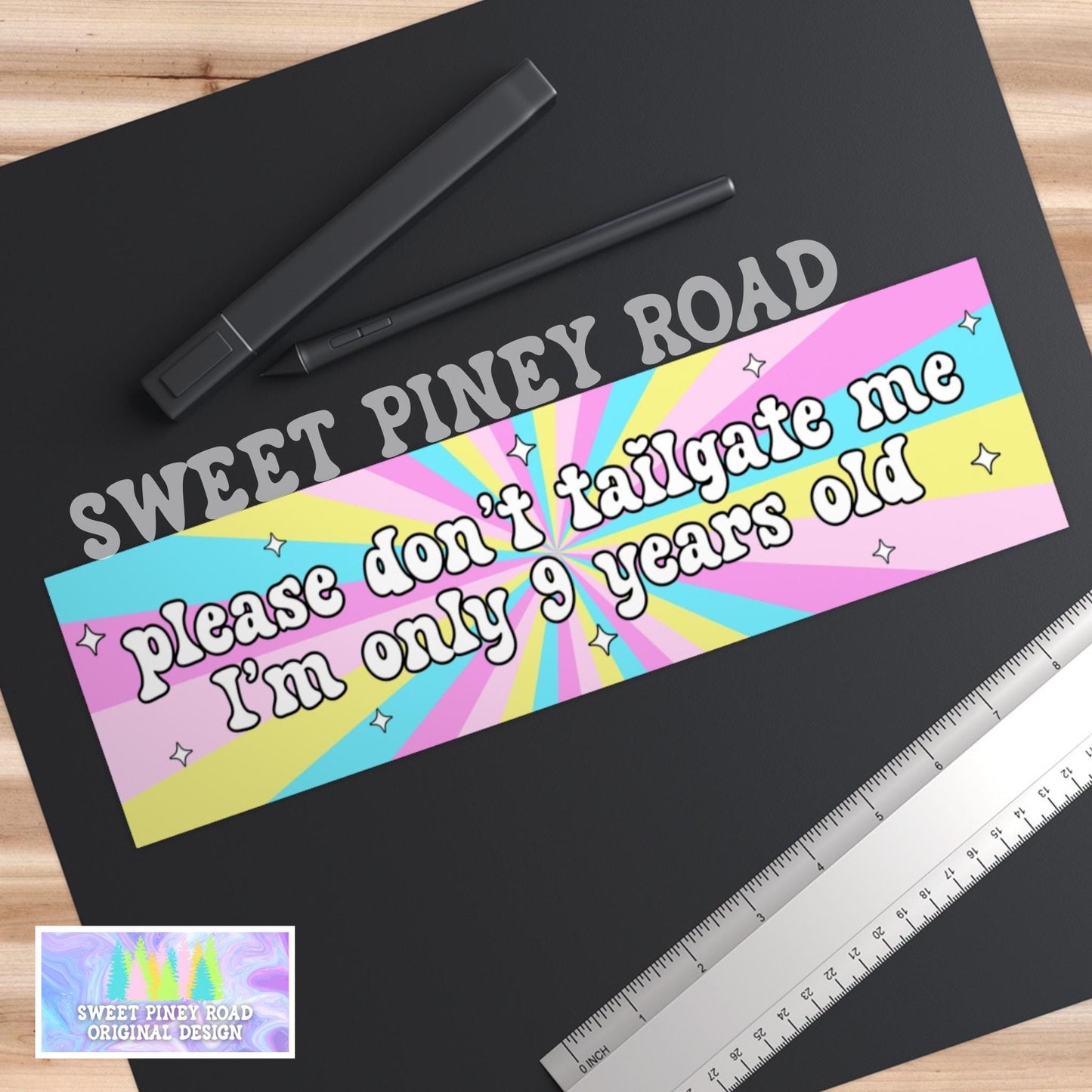Please Don't Tailgate Me Only 9 Years Old Funny Bumper Sticker/Car Magnet, Gen Z Humor Gift For Her, Meme Car Decal, Cute Vinyl Tailgating