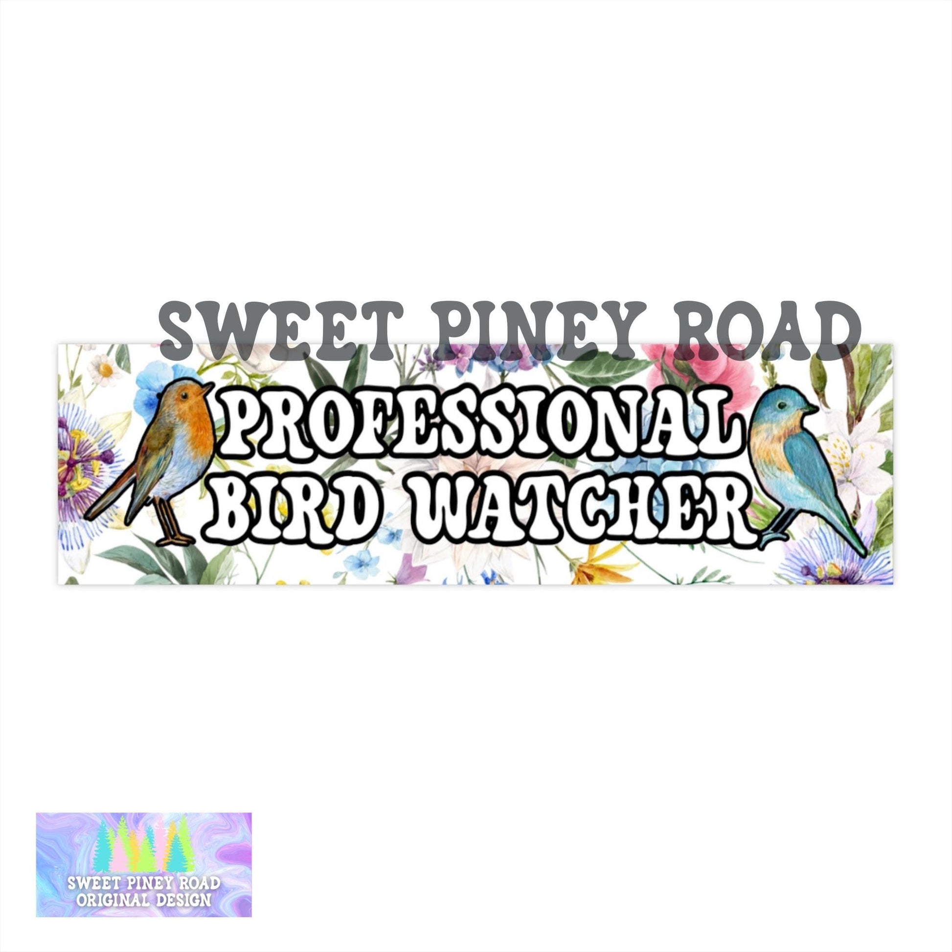 Professional Bird Watcher Car Magnet, Bird Watching Bumper Sticker, Bird Lover Gift for Friend, Cute Floral Flower Design Decal Critter Love