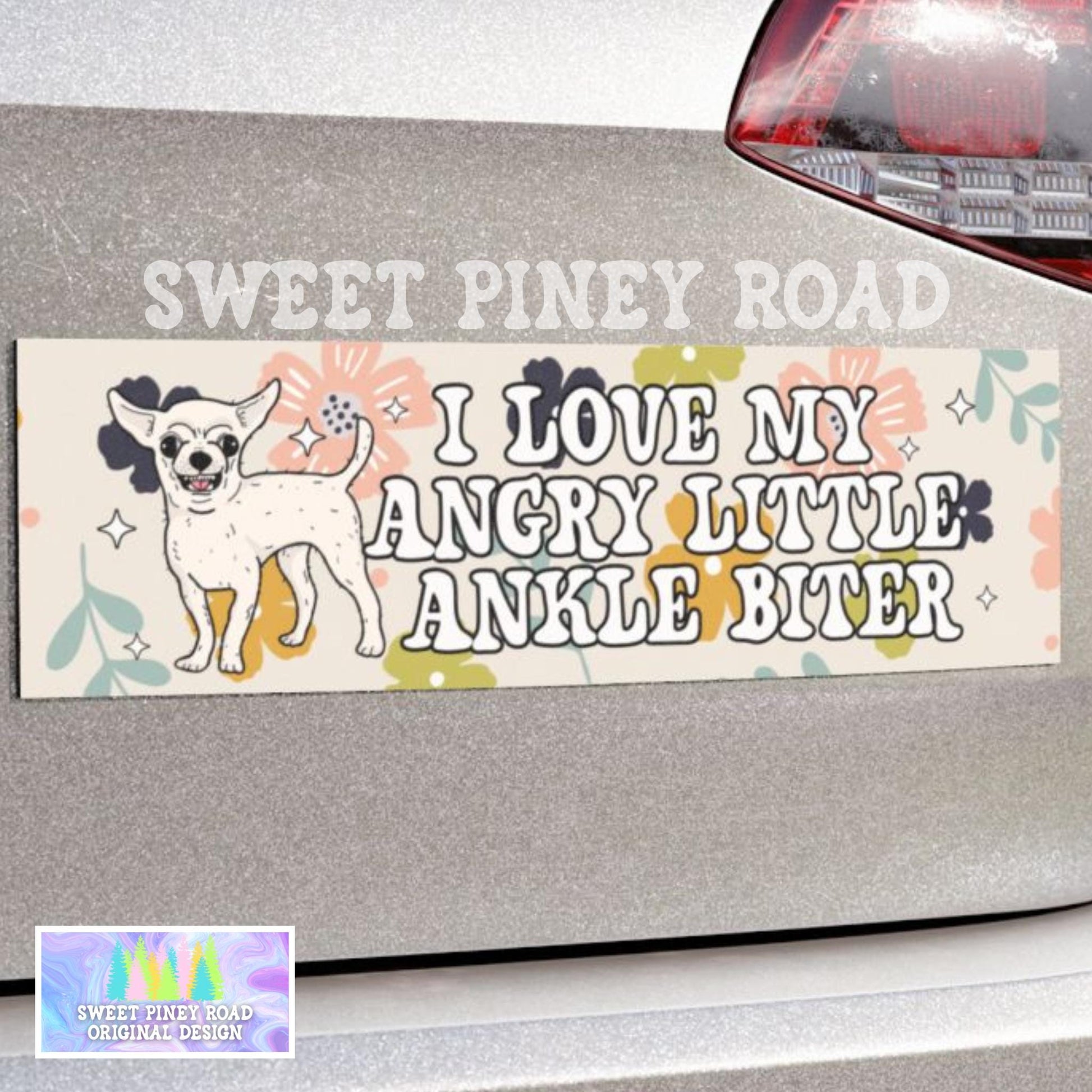 I Love My Angry Little Ankle Biter Car Magnet, Chihuahua Lover Bumper Sticker, Cute Puppy Gift For Friend, Dog Love Accessory, Humor Joke