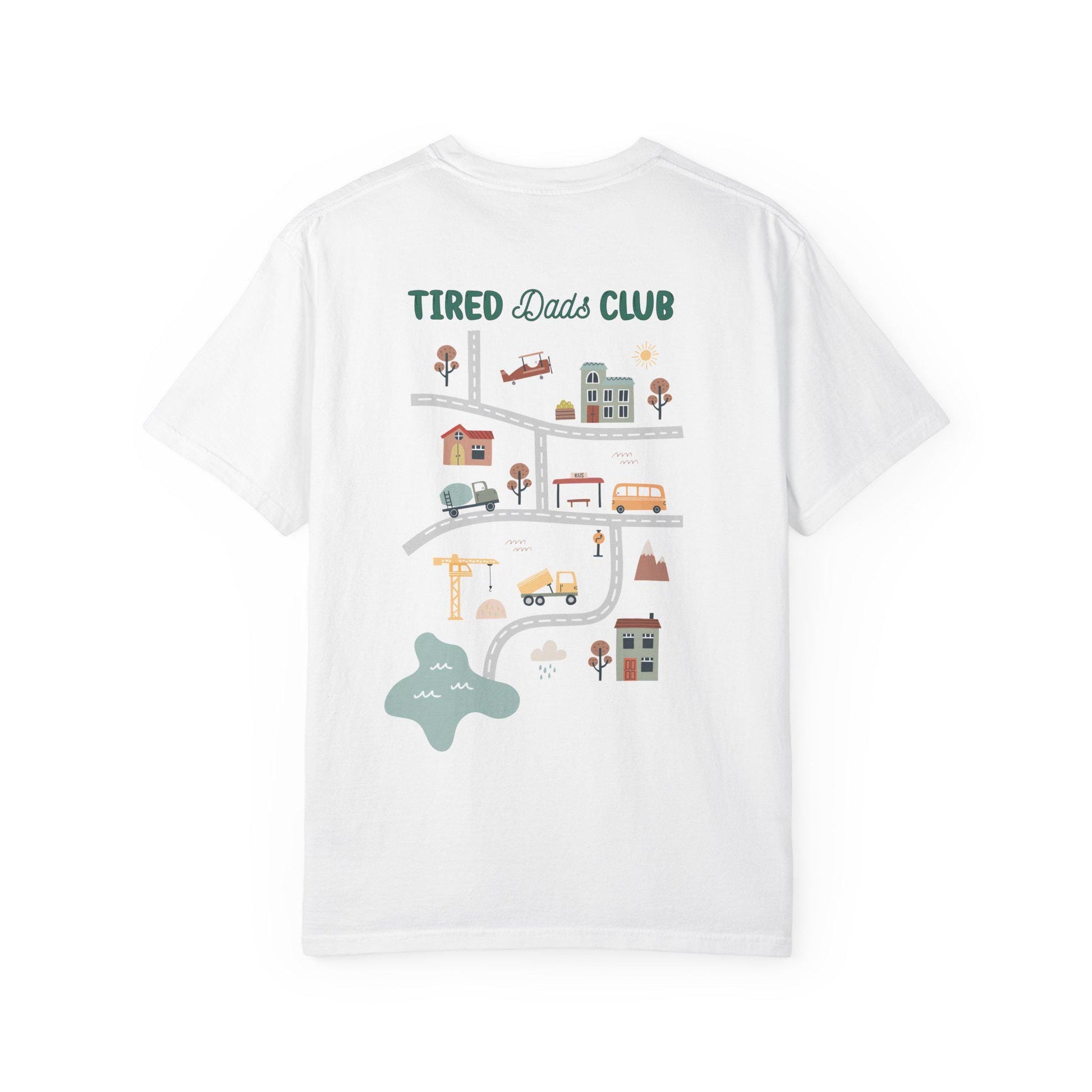 Comfort Colors Tired Dads Club Shirt, Cute I Love Daddy T-Shirt, Play Cars On Dads Back, Mat Road Car Race Track Tee, Father's Day Gift Idea