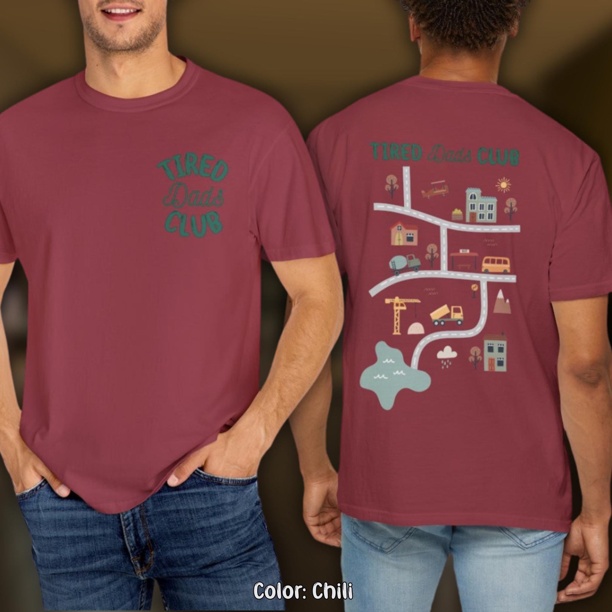 Comfort Colors Tired Dads Club Shirt, Cute I Love Daddy T-Shirt, Play Cars On Dads Back, Mat Road Car Race Track Tee, Father's Day Gift Idea