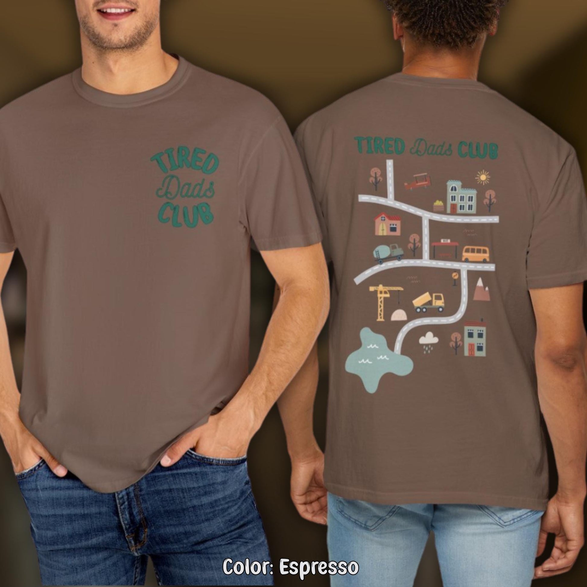 Comfort Colors Tired Dads Club Shirt, Cute I Love Daddy T-Shirt, Play Cars On Dads Back, Mat Road Car Race Track Tee, Father's Day Gift Idea