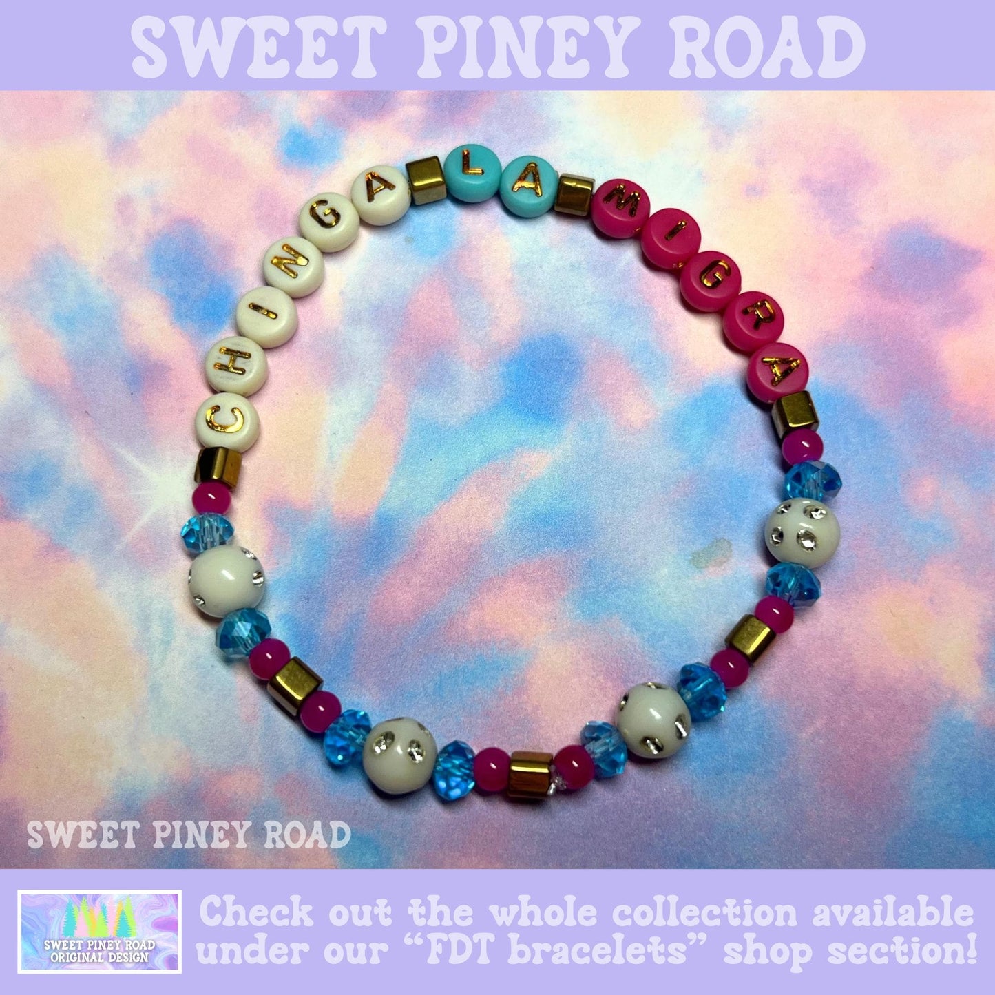 Chinga La Migra Bracelet, Blue Pink White Abolish ICE Accessory, Immigrant Human Rights Gift, F ICE Cute Protest Activist Beaded Bracelet