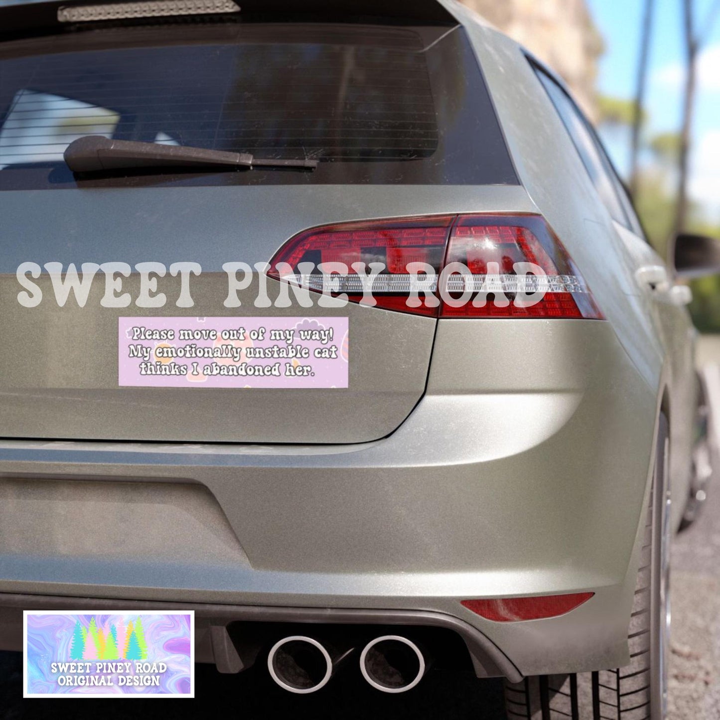 Cat Bumper Sticker, Cat Lover Car Magnet, Kitty Owner Pet Gift For Friend, Gen Z Millennial Humor, Emotionally Unstable Cat Joke, Cute Gifts