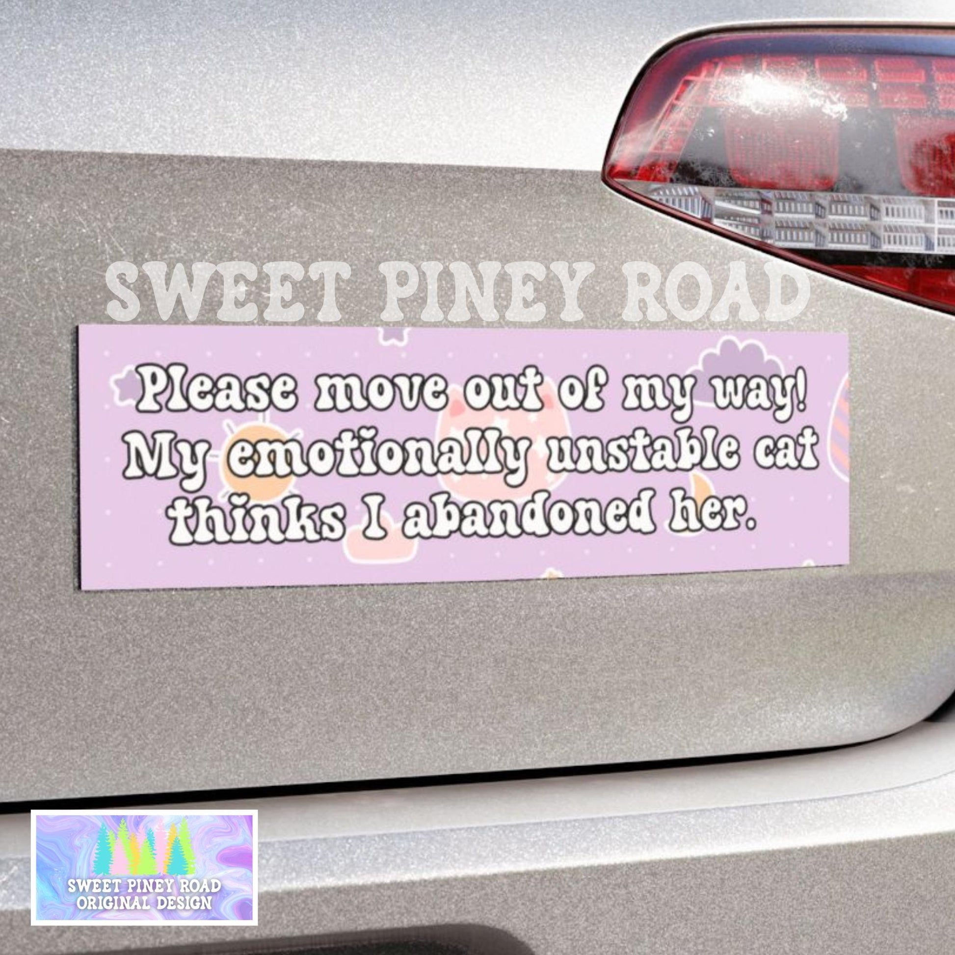 Cat Bumper Sticker, Cat Lover Car Magnet, Kitty Owner Pet Gift For Friend, Gen Z Millennial Humor, Emotionally Unstable Cat Joke, Cute Gifts