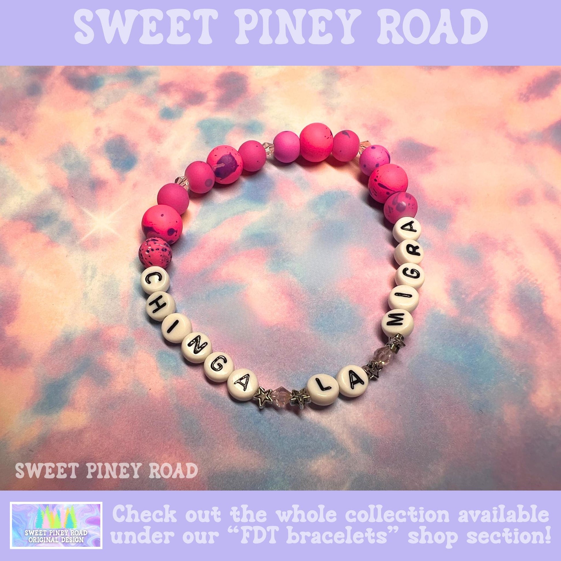 Chinga La Migra Bracelet, Hot Pink Star Abolish ICE Accessory, Immigrant Human Rights Gift, F ICE Cute Protest Activist Beaded Bracelet, FDT