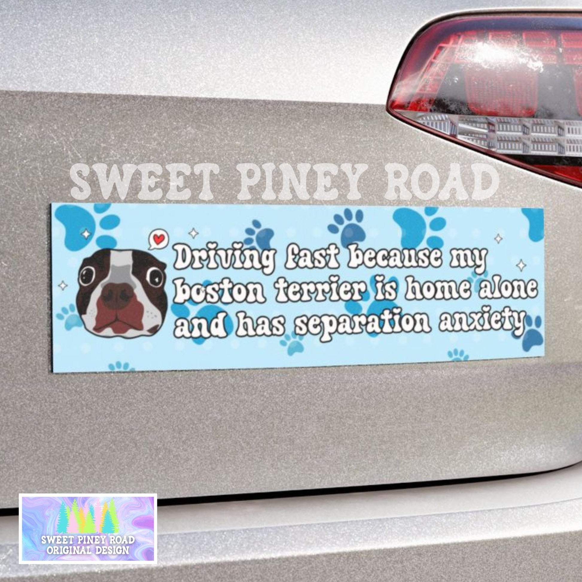 Boston Terrier Separation Anxiety Car Magnet, Funny Dog Bumper Sticker, Boston Terrier Lover Gift For Friend, New Dog Owner Humor, Dog Decal
