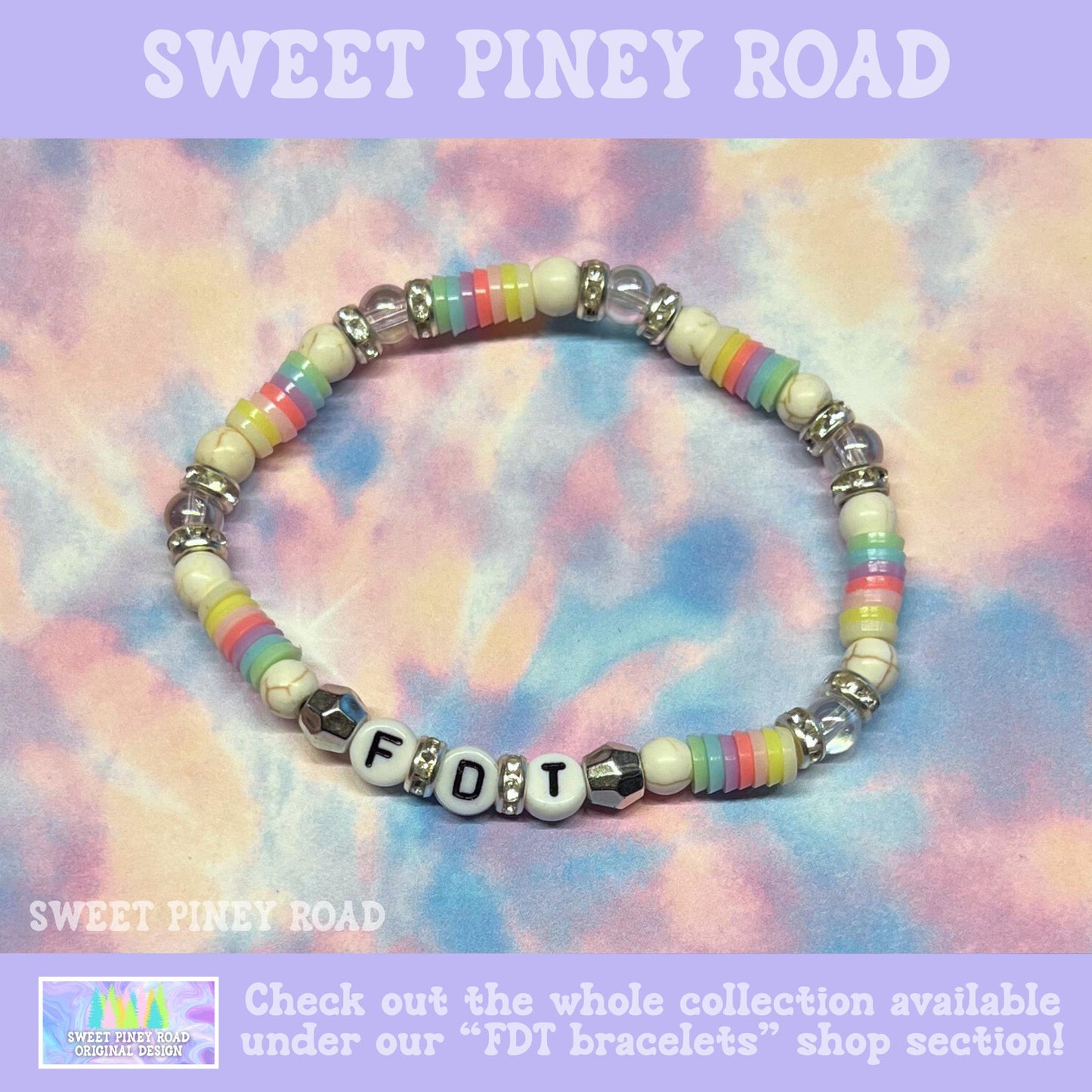 Pastel Rainbow FDT Bracelet - Fuck Donald Trump Equality Jewelry, Liberal Democrat Anti Maga, Ally Feminist Gift for Her Cute Accessory