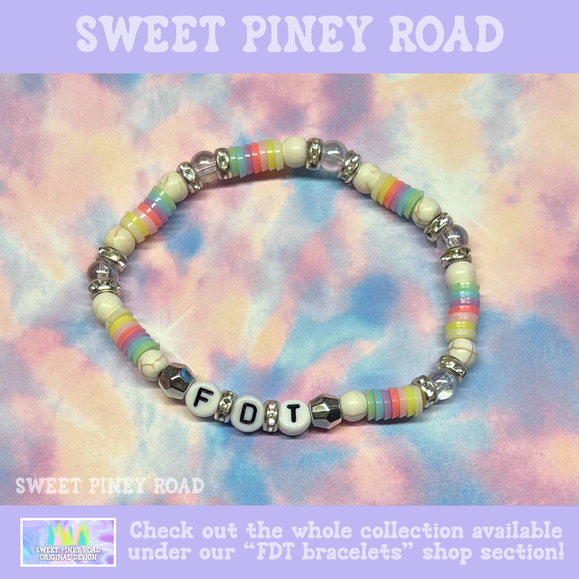 Pastel Rainbow FDT Bracelet - Fuck Donald Trump Equality Jewelry, Liberal Democrat Anti Maga, Ally Feminist Gift for Her Cute Accessory