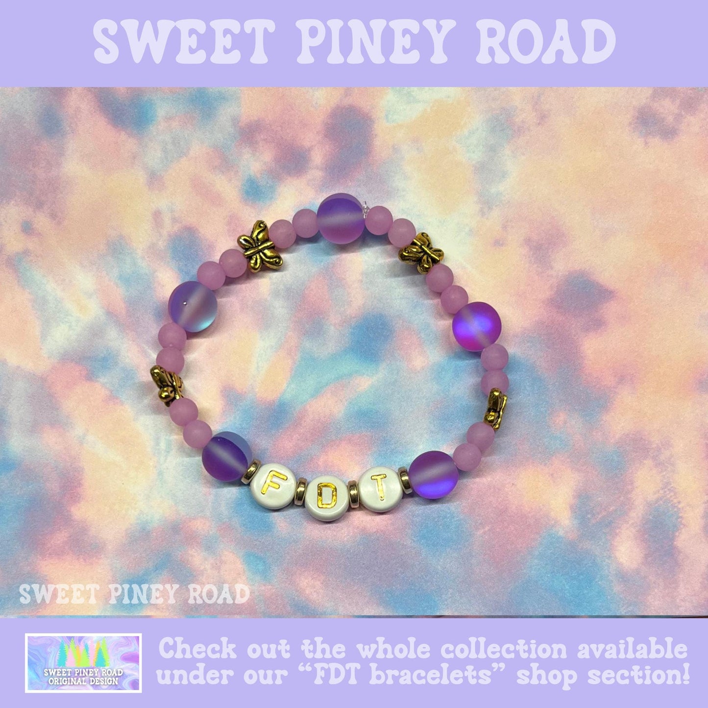 FDT Bracelet Purple Gold Butterfly - Fuck Donald Trump Equality Jewelry, Liberal Democrat Anti Maga, Ally Feminist Gift for Her Accessory