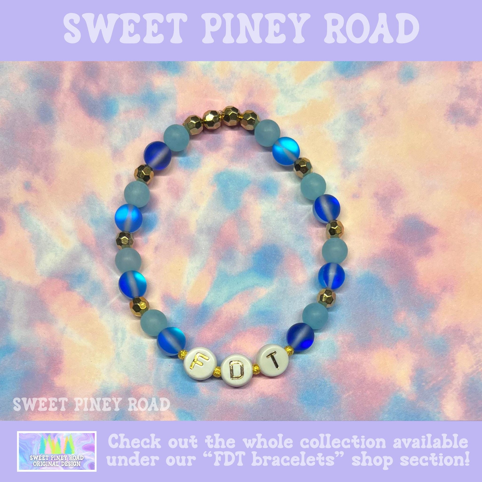 FDT Bracelet Blue Gold - Fuck Donald Trump Equality Jewelry, Liberal Democrat Anti Maga, Ally Feminist Gift for Her Accessory, Cute Girly
