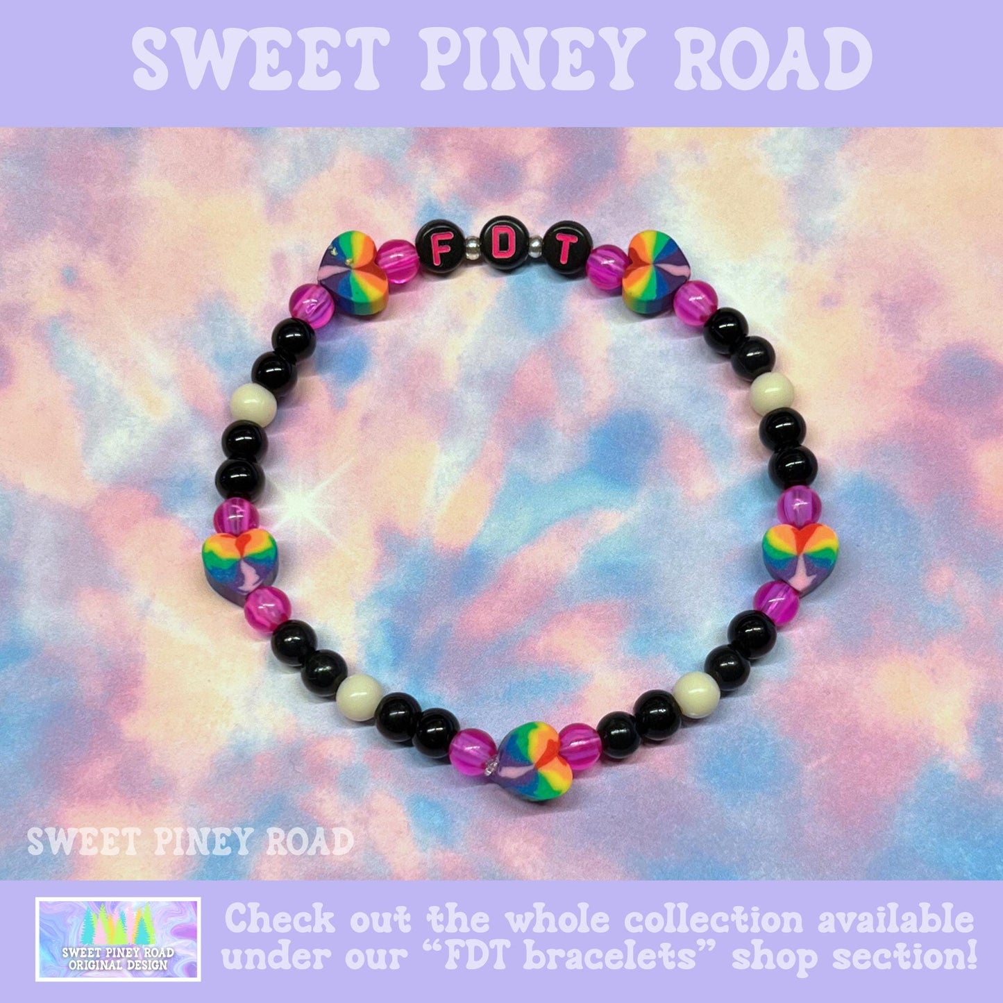 FDT Bracelet Hot Pink Rainbow, Black Fuck Donald Trump Equality Jewelry, Liberal Democrat Anti Maga, Ally Feminist Gift for Her Accessory