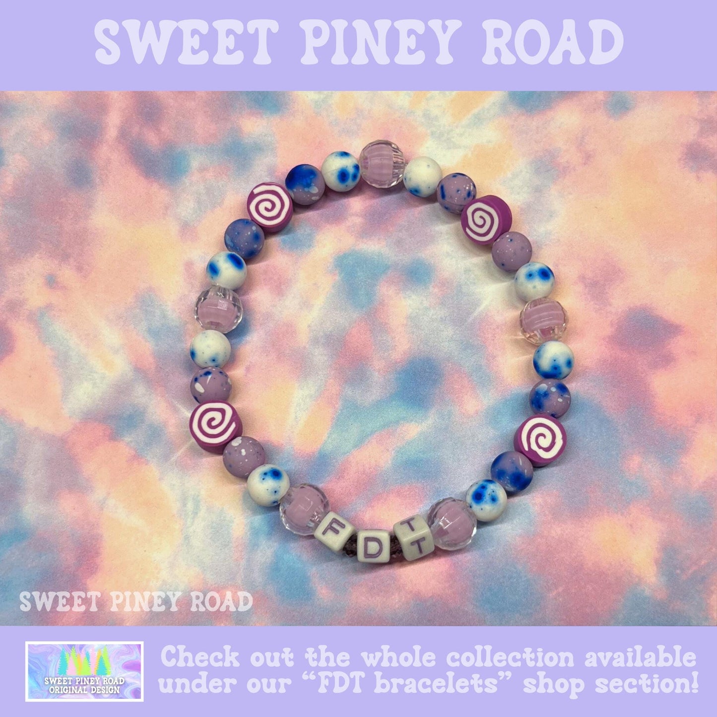 FDT Bracelet Lavender Swirl - Fuck Donald Trump Equality Jewelry, Liberal Democrat Anti Maga, Ally Feminist Gift for Her Accessory Cute