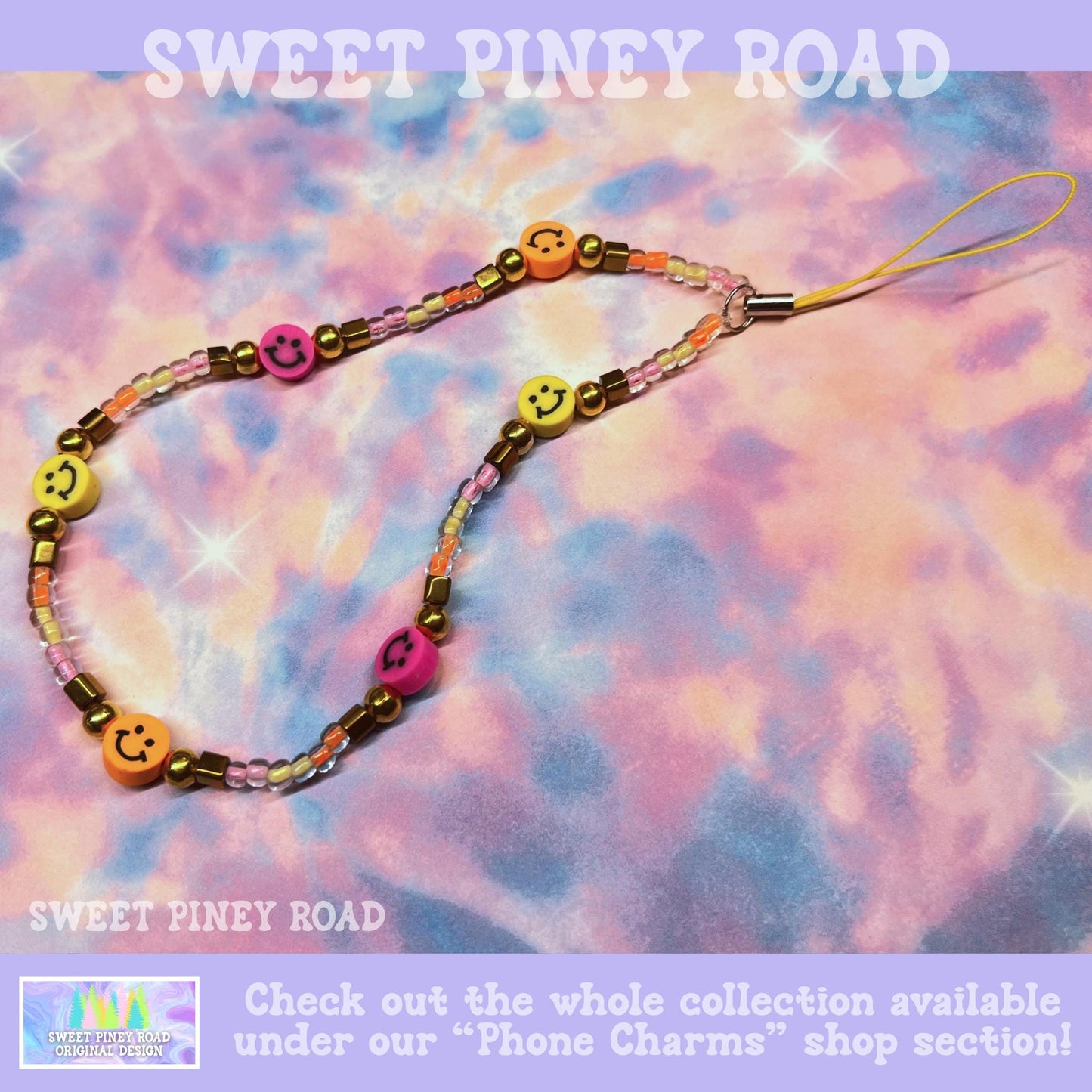Phone Strap Smile Beads, Universal Fit Wrist, Adorable Charm Beads, Hands-Free Wristlet Grip, Cute Y2K Vibes Straps Gift, Cell Lanyard