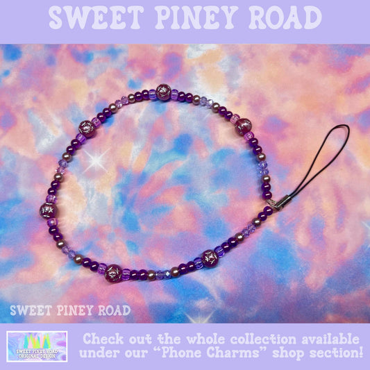 Phone Strap Purple Beads, Universal Fit Wrist, Adorable Charm Beads, Hands-Free Wristlet Grip, Cute Y2K Vibes Straps Gift, Cell Lanyard