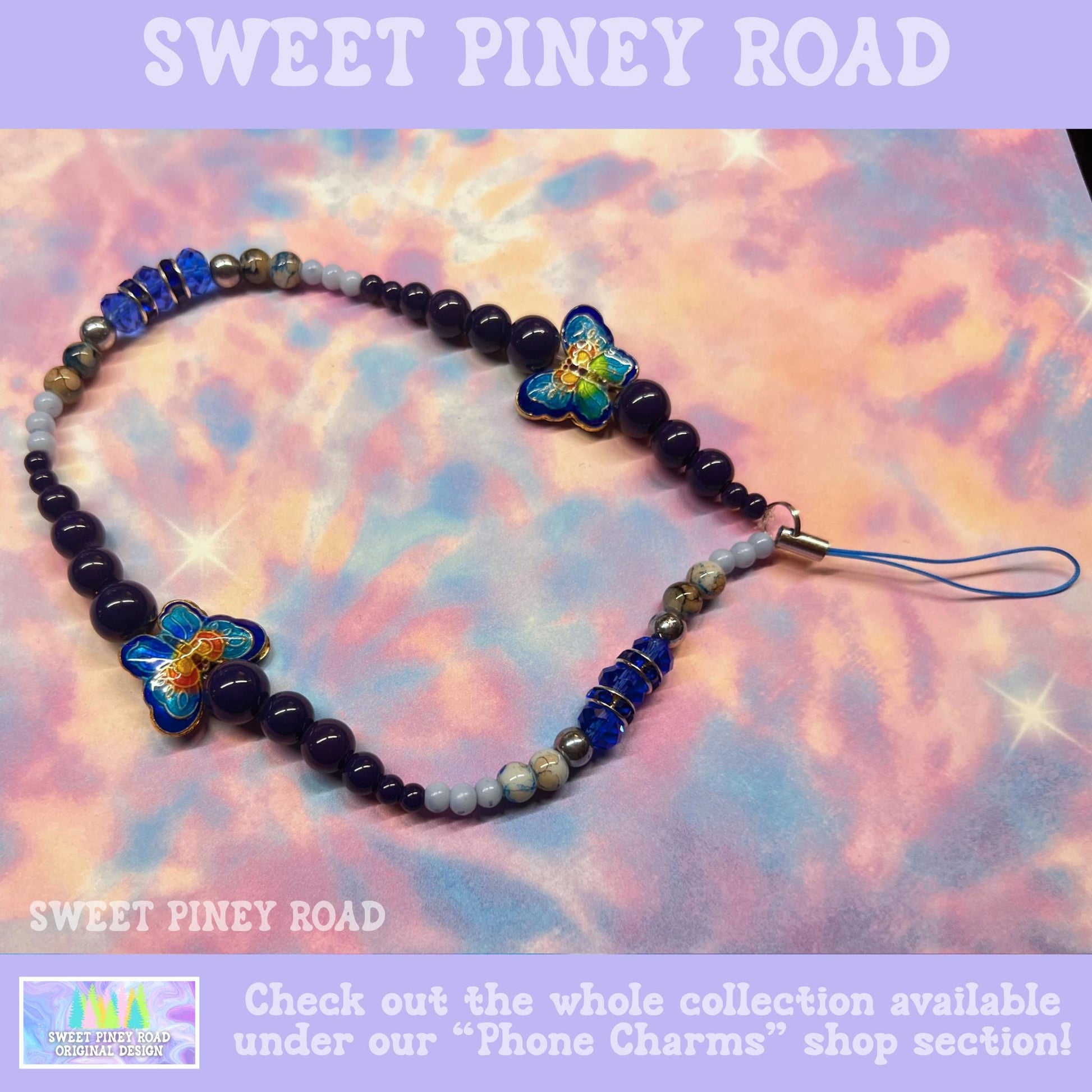 Phone Strap Butterfly Beads, Universal Fit Wrist, Adorable Charm Beads, Hands-Free Wristlet Grip, Cute Y2K Vibes Straps Gift, Cell Lanyard