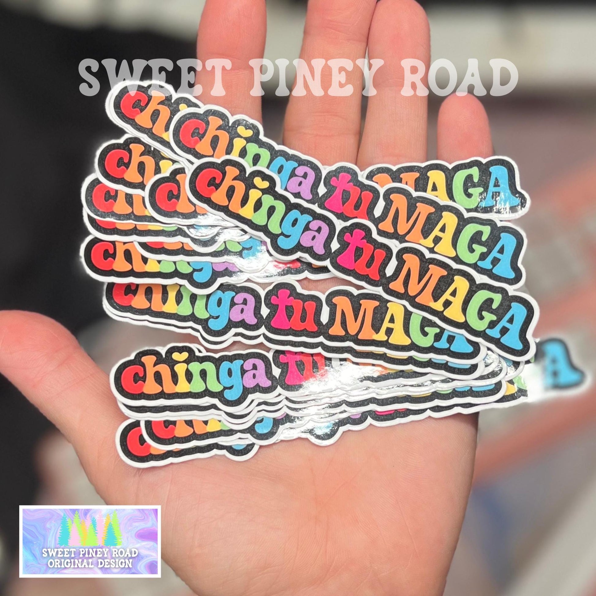 Chinga TU MAGA 10/20 pc 4"x.8"in. Glossy Sticker Pack | Rainbow Immigration Rights - Political Satire Decal for Protest & Activism Fuck Ice