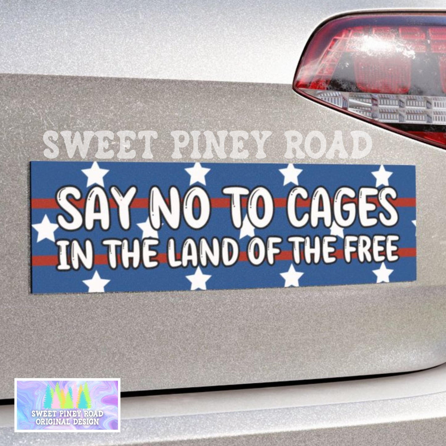 Say No To Cages In Land Of The Free Car Magnet, Immigration Human Rights Bumper Sticker, Anti Trump Resistance Decal, Eat The Rich Protest