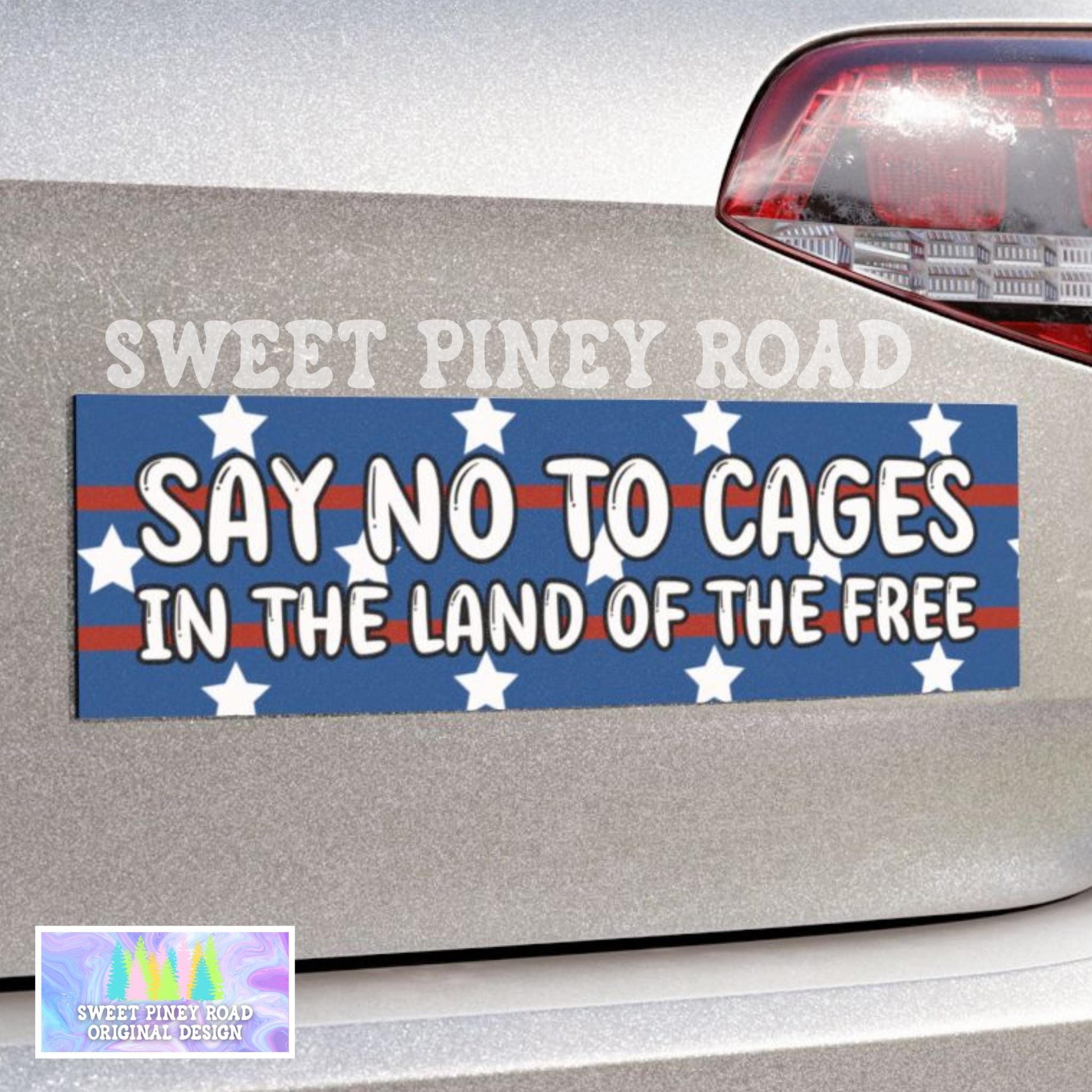 Say No To Cages In Land Of The Free Car Magnet, Immigration Human Rights Bumper Sticker, Anti Trump Resistance Decal, Eat The Rich Protest