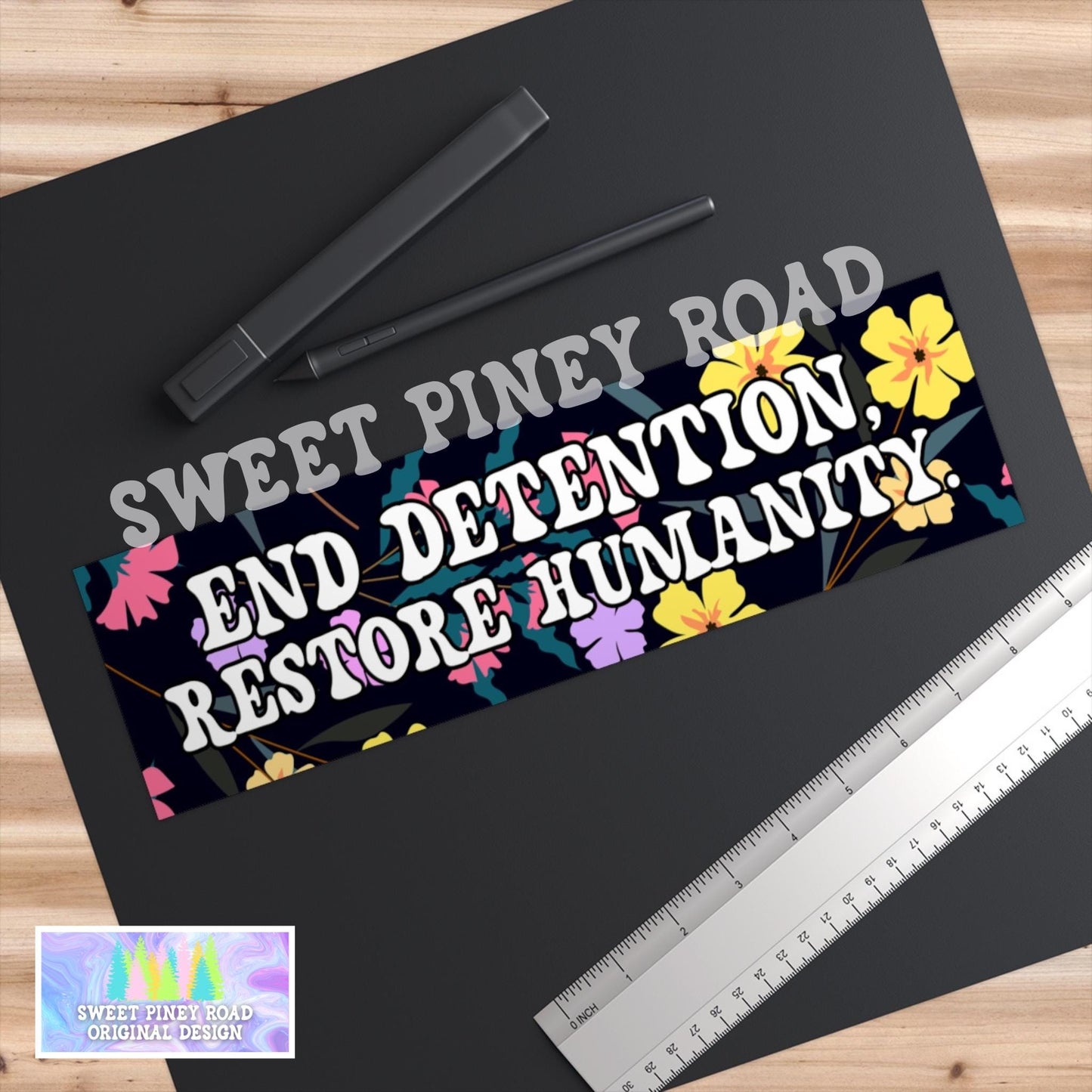 End Detention Restore Humanity Car Magnet, Human Rights Bumper Sticker, Fight For Immigrant Rights, Cute Girly Flower Y2k Decal, Democrat