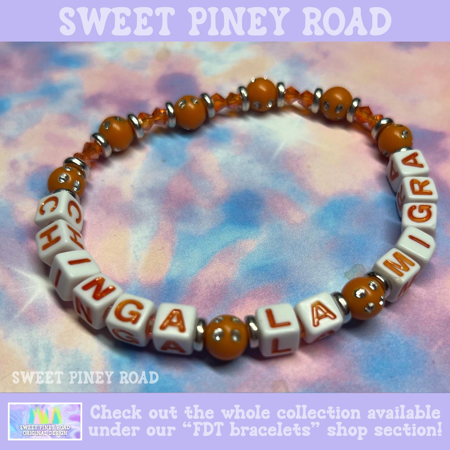 Chinga La Migra Bracelet, Orange Abolish ICE Accessory, Immigrant Human Rights Gift, F ICE Accessories Cute Protest Activist Beaded Bracelet