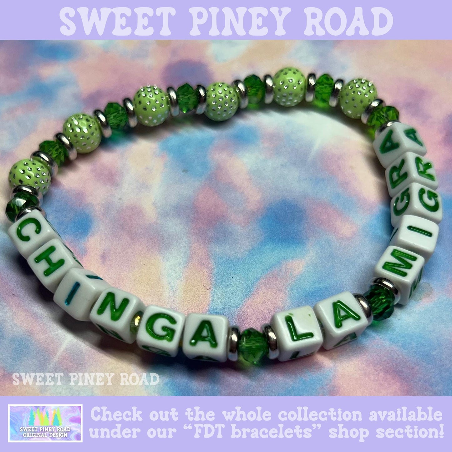 Chinga La Migra Bracelet, Green Abolish ICE Accessory, Immigrant Human Rights Gift, F ICE Accessories Cute Protest Activist Beaded Bracelet