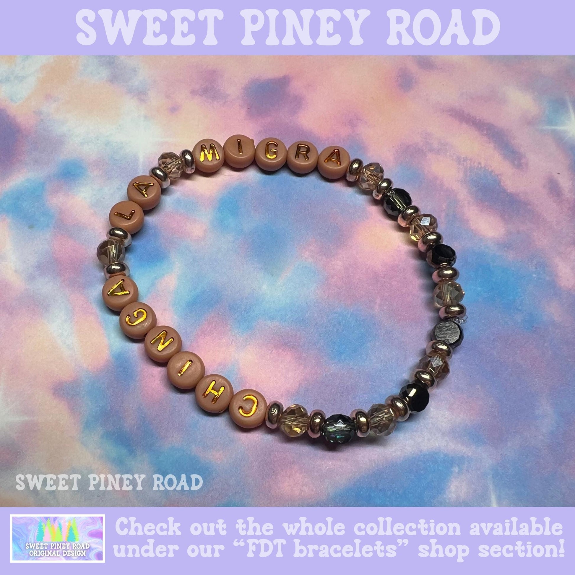 Chinga La Migra Bracelet, Beige Gold Abolish ICE Accessory, Immigrant Human Rights Gift, F ICE Cute Protest Activist Beaded Bracelet, FDT