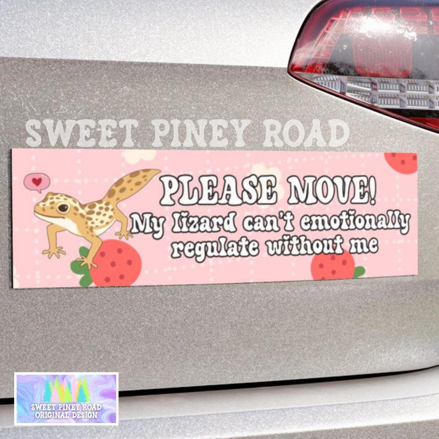 Please Move! My Lizard Needs Me Car Magnet, Funny Gecko Owner Gift, Lizard Lover Bumper Sticker, Amphibian Gifts For Friend, Cute Lizards