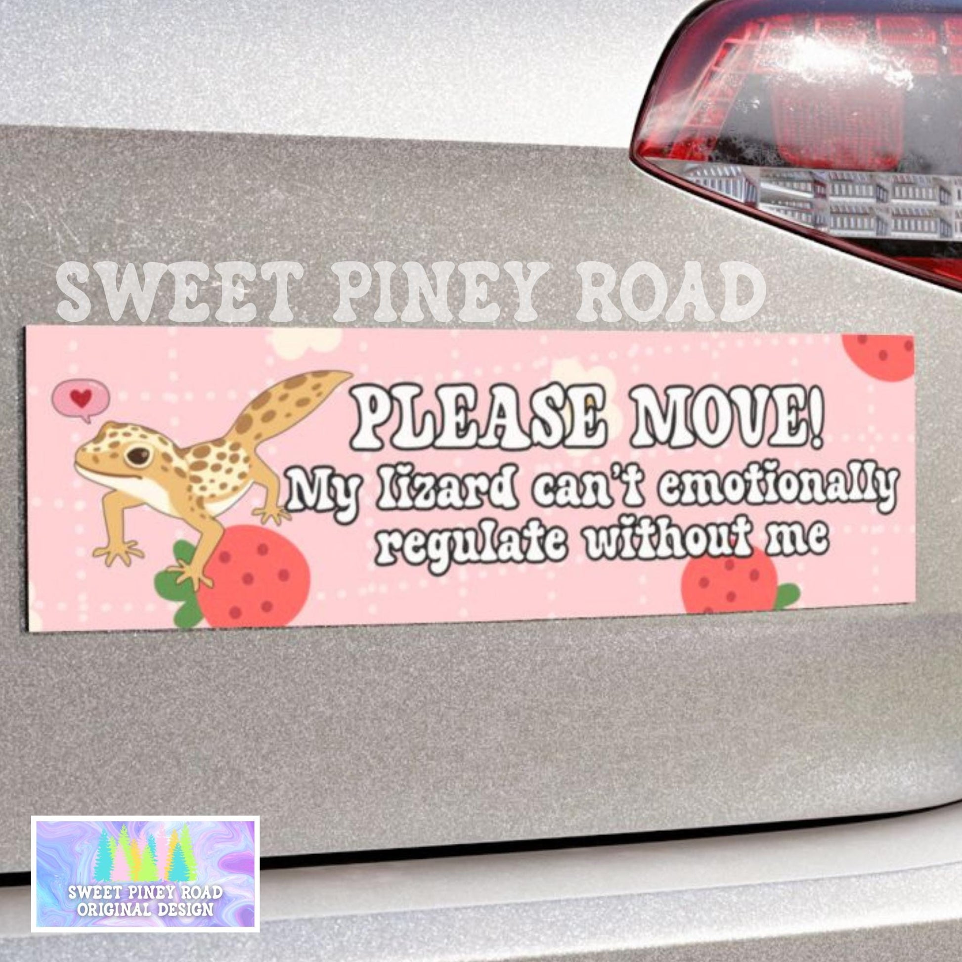 Please Move! My Lizard Needs Me Car Magnet, Funny Gecko Owner Gift, Lizard Lover Bumper Sticker, Amphibian Gifts For Friend, Cute Lizards