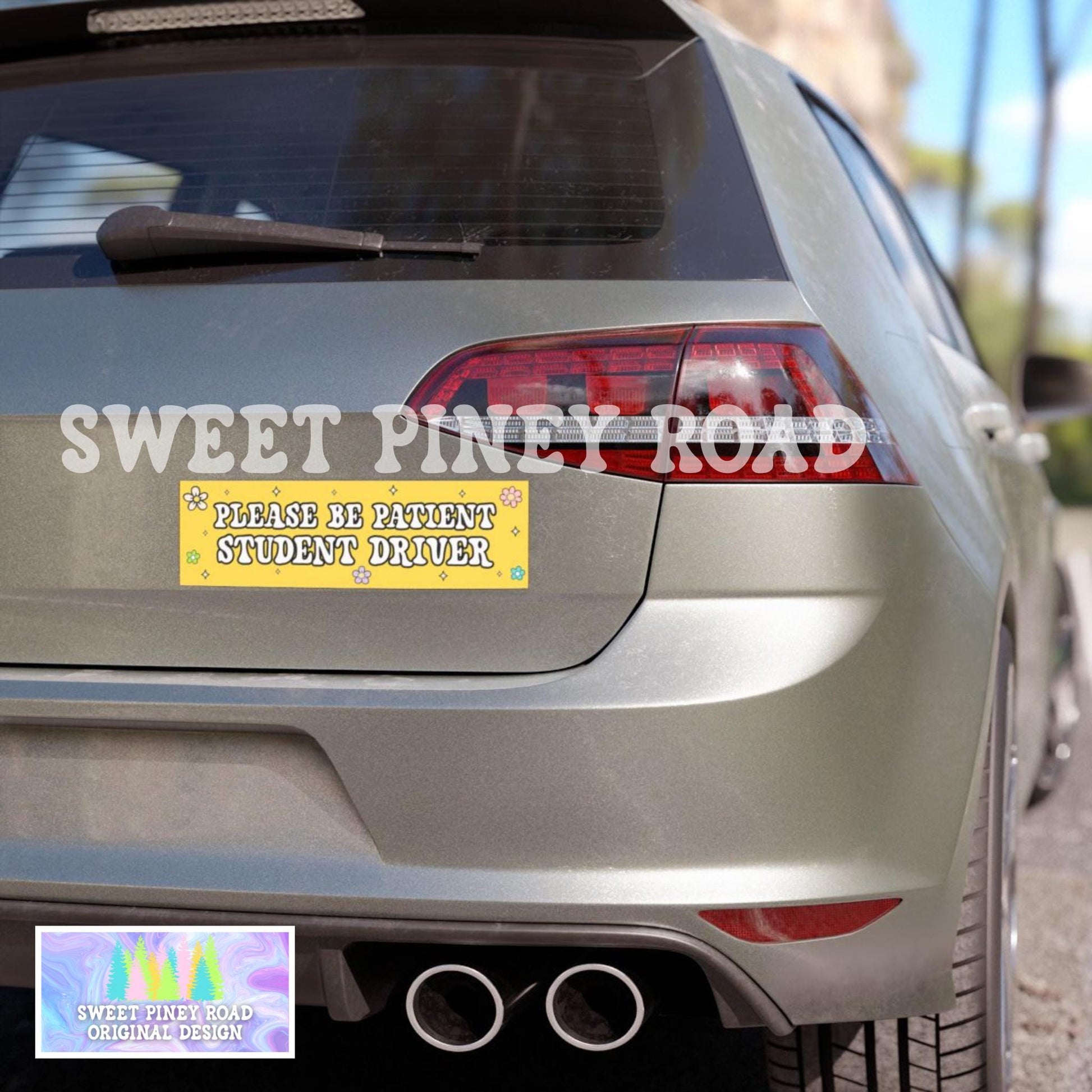Please Be Patient Student Driver Car Magnet, New Driver Cute Girly Y2K Inspired Bumper Sticker, Flowers And Sparkles Aesthetic, Funny Gift