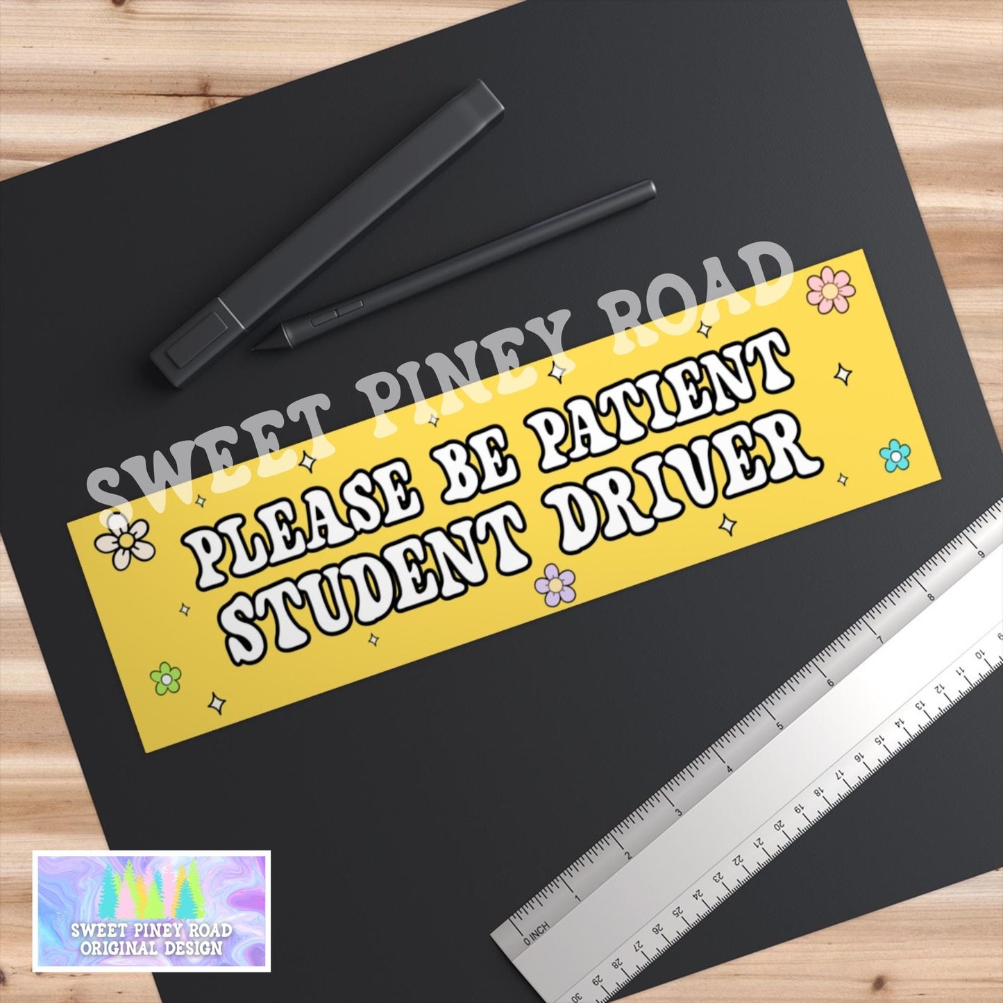 Please Be Patient Student Driver Car Magnet, New Driver Cute Girly Y2K Inspired Bumper Sticker, Flowers And Sparkles Aesthetic, Funny Gift