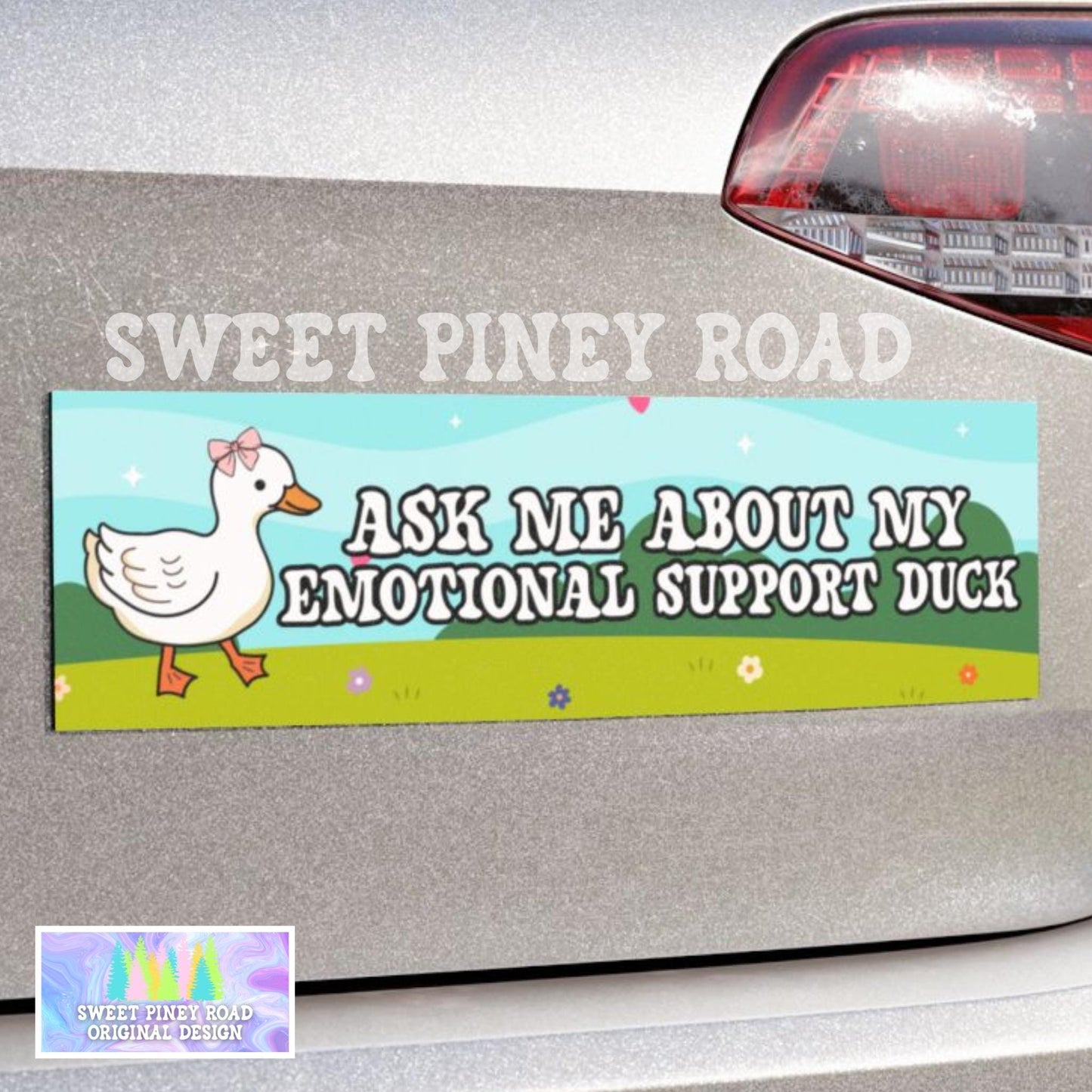 Ask Me About My Emotional Support Duck Car Magnet, I Love Ducks Bumper Sticker, Duck Joke Gift For Friend, Animal Lover Decal, Farm Animals