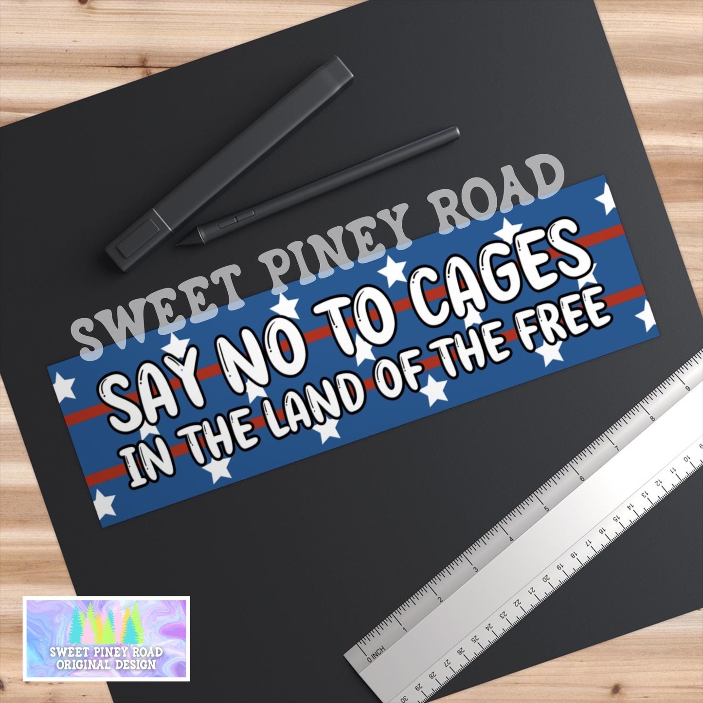 Say No To Cages In Land Of The Free Car Magnet, Immigration Human Rights Bumper Sticker, Anti Trump Resistance Decal, Eat The Rich Protest
