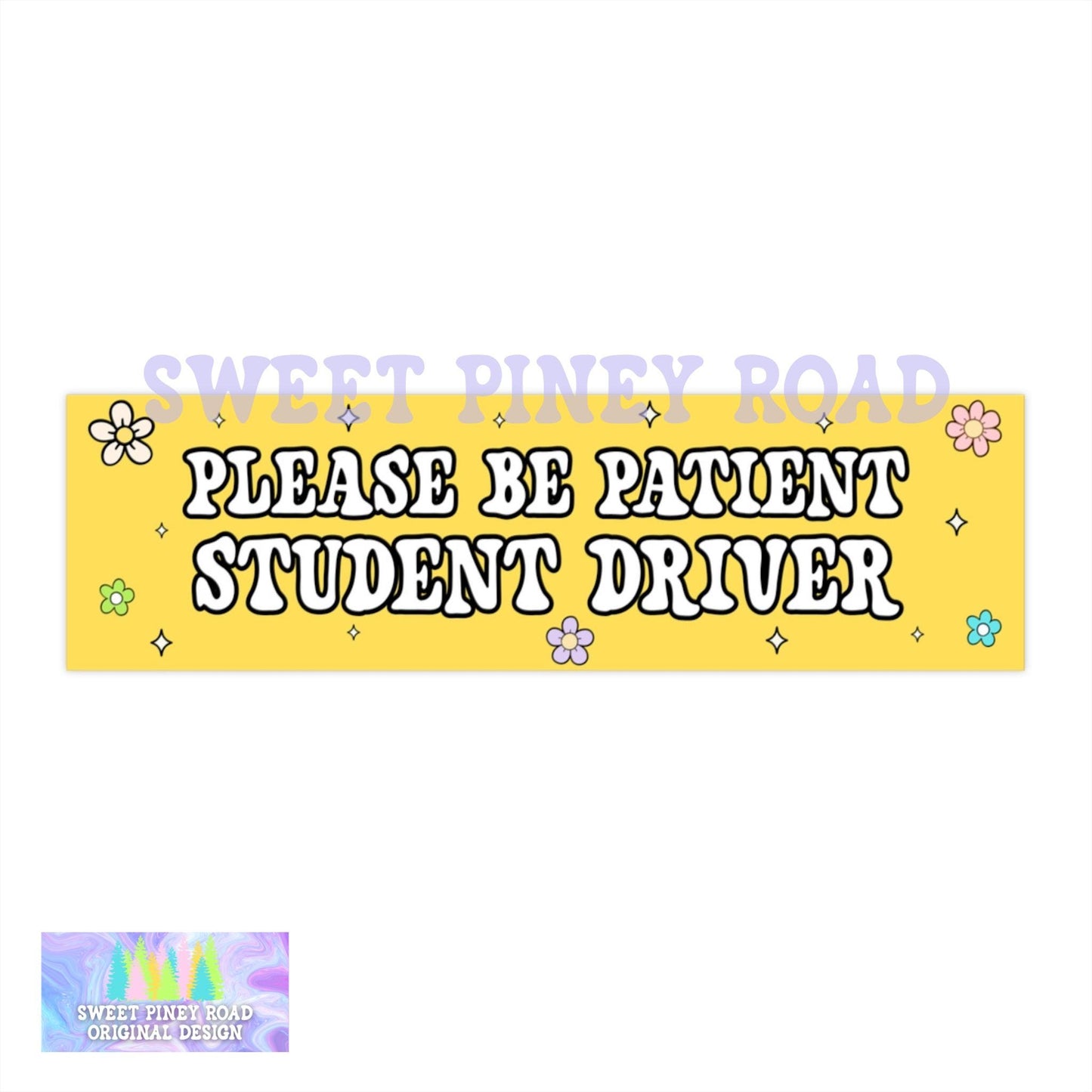 Please Be Patient Student Driver Car Magnet, New Driver Cute Girly Y2K Inspired Bumper Sticker, Flowers And Sparkles Aesthetic, Funny Gift