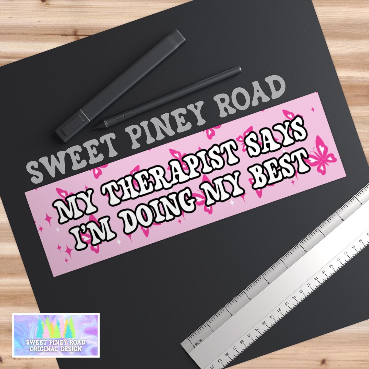 My Therapist Says I'm Doing My Best Car Magnet, Funny Bumper Sticker, Pink Butterfly Y2K Inspired Gift, Girly Vehicle Decal, Mental Health
