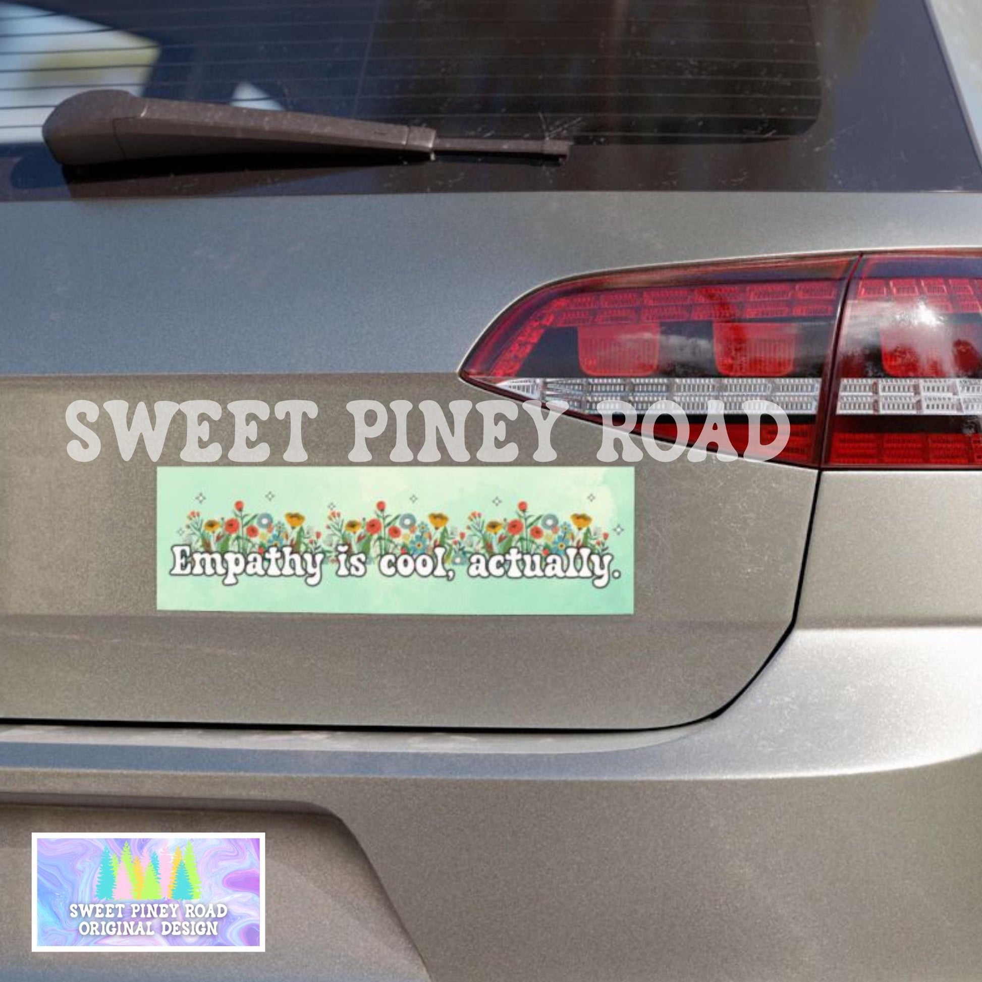 Empathy Is Cool Actually Car Magnet, Cute Gift For Her, Kindness Bumper Stickers, Flowers And Sparkles Decal, Feminist Mental Health Gifts