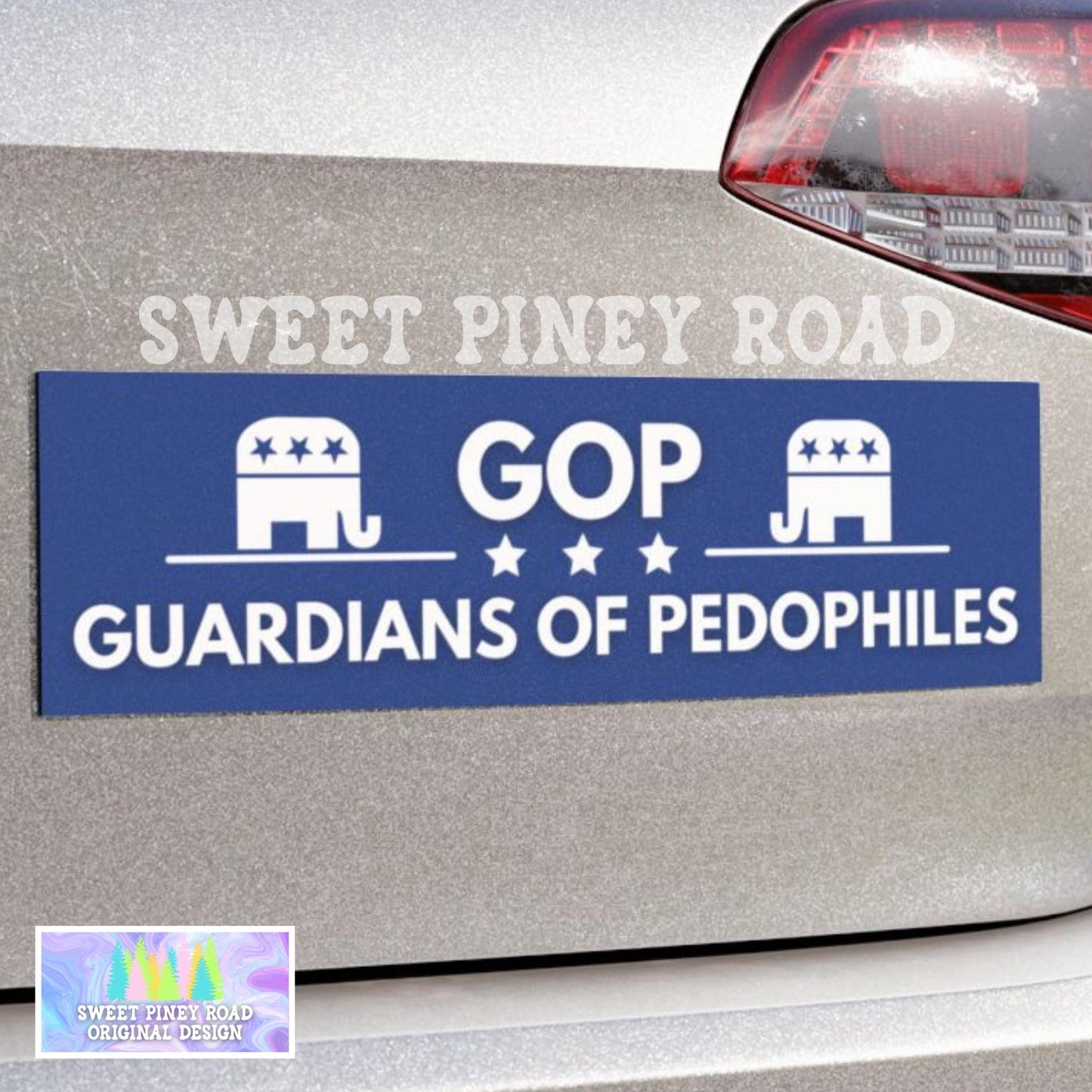 GOP Guardians of Pedos Car Magnet, Anti Trump Bumper Sticker, Anti-MAGA Decal, Trump Is On The List Funny Gift, Release The Epstein Files