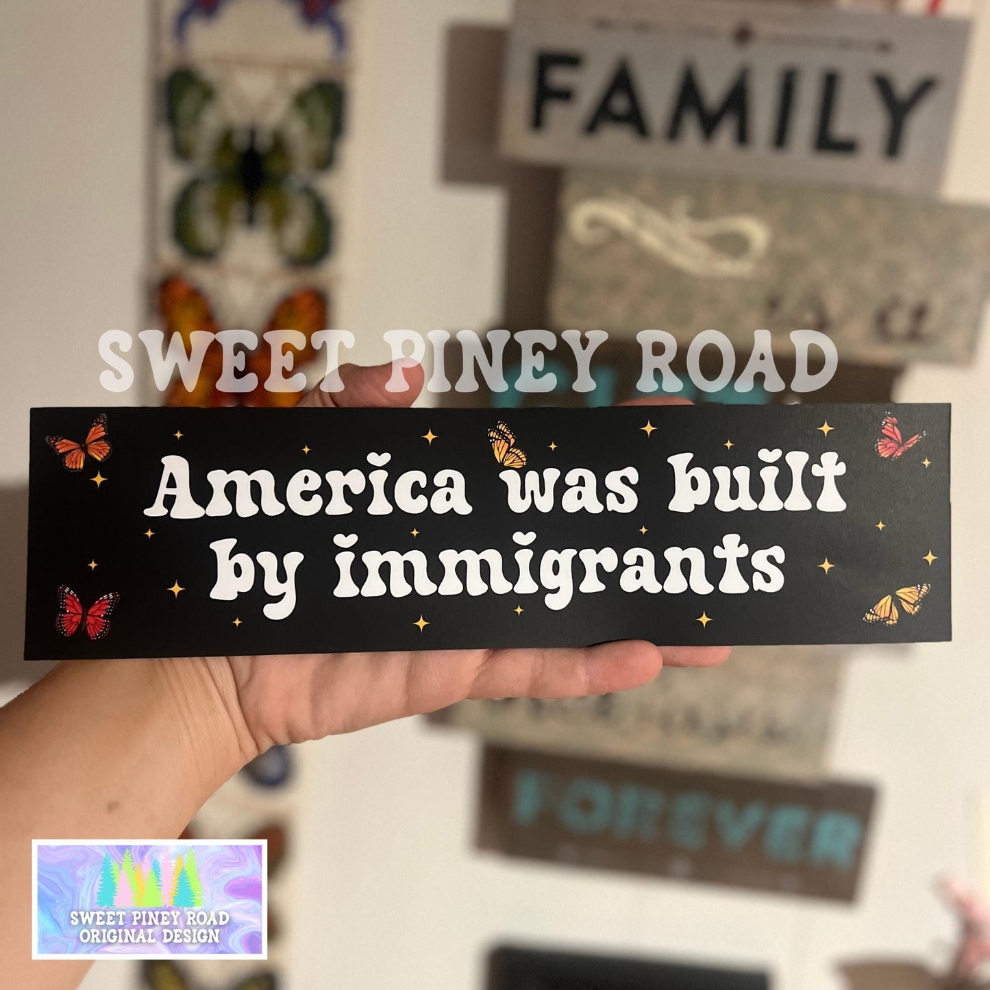 America Was Built By Immigrants Car Magnet or Bumper Sticker, Pro Immigration, Human Rights, No Human Is Illegal Decal, Social Justice