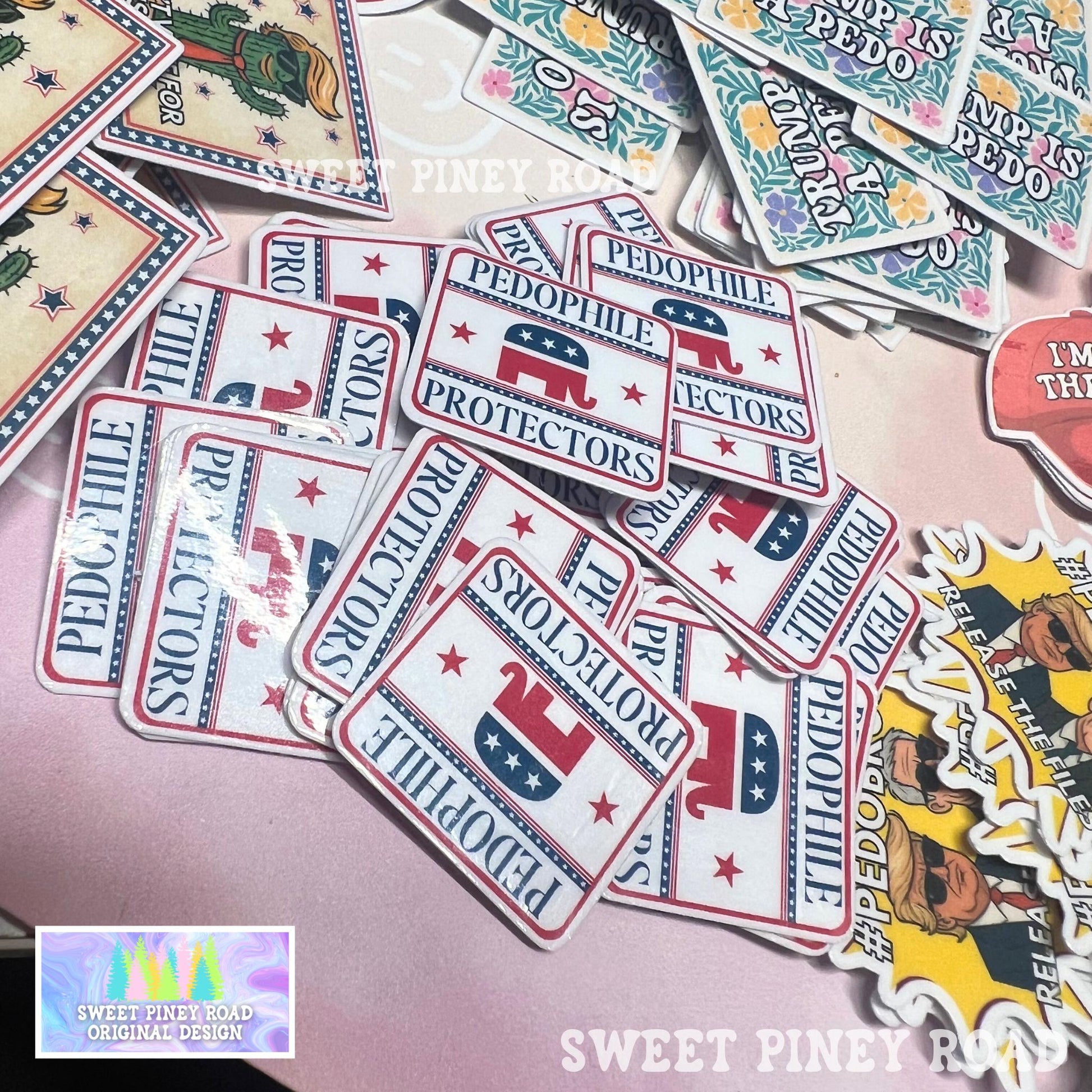 Anti Trump Sticker Pack, Glossy 6 Design Variety Stickers! Funny Political Humor, He's On The List, Epstein Files, FDT 8647 Protest Rally