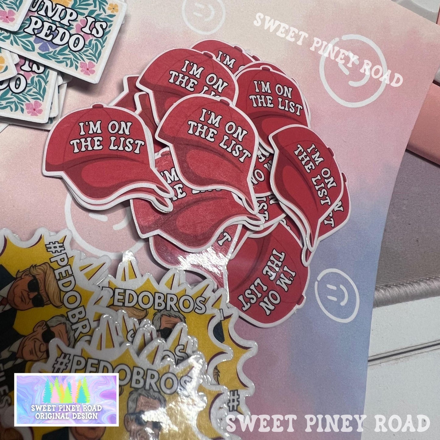 Anti Trump Sticker Pack, Glossy 6 Design Variety Stickers! Funny Political Humor, He's On The List, Epstein Files, FDT 8647 Protest Rally