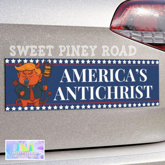 Trump Antichrist Car Magnet, Funny Political Bumper Sticker, Liberal Political Humor Gift, Anti Trump Stickers, He's On The List Decal