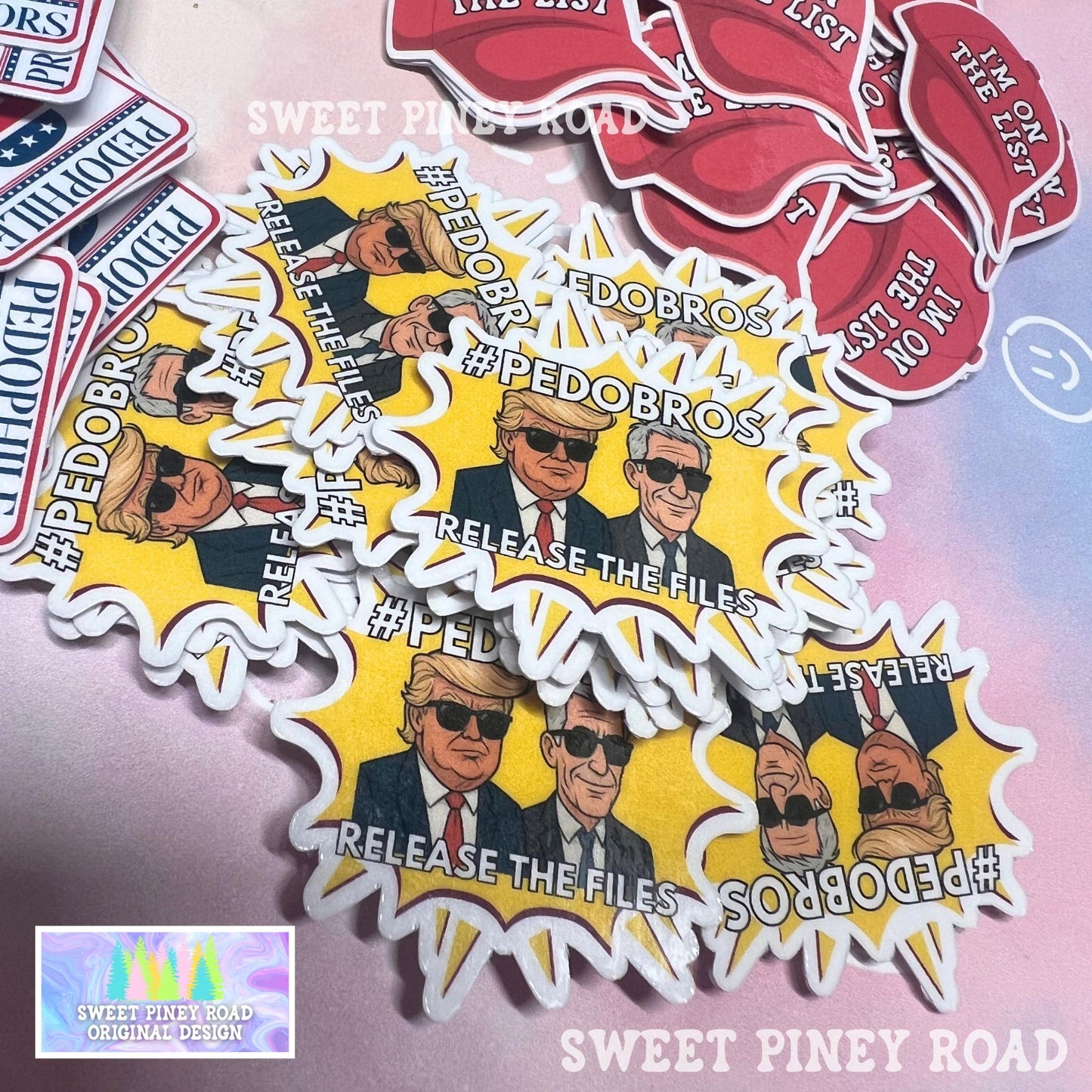 Anti Trump Sticker Pack, Glossy 6 Design Variety Stickers! Funny Political Humor, He's On The List, Epstein Files, FDT 8647 Protest Rally