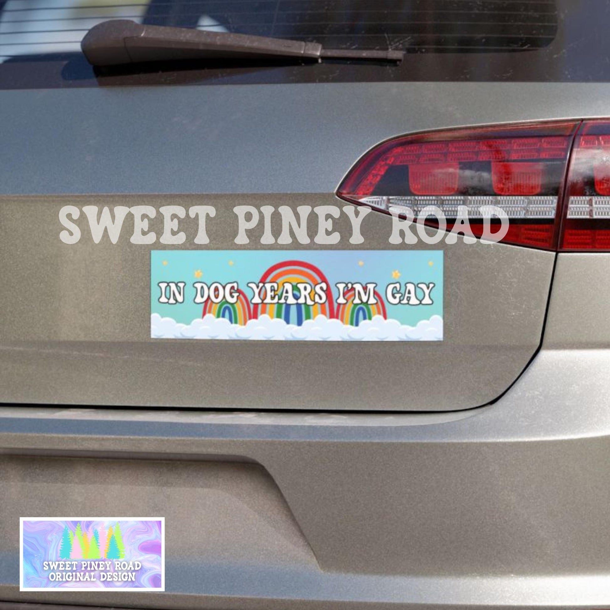 In Dog Years I'm Gay Car Magnet, LGBTQIA+ Pride, Funny Gen Z Humor, Y2K Gay Bi Lesbian, Hilarious New Puppy Owner Gift, Millennial Gag Gift