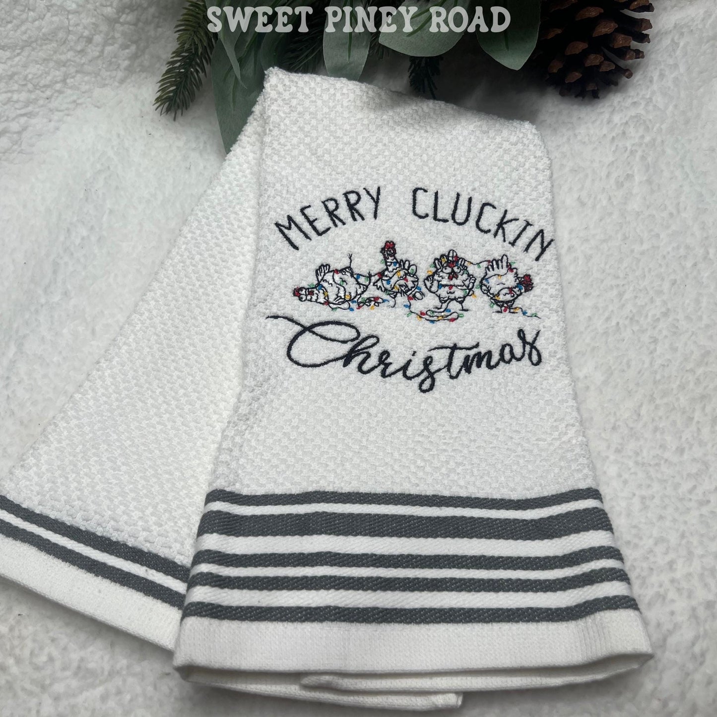Chicken Christmas Embroidered Towel, Personalized Farmhouse Bath Towel, Birthday Gift, Farm Gift, Farming Custom Wash Cloth, House Decor