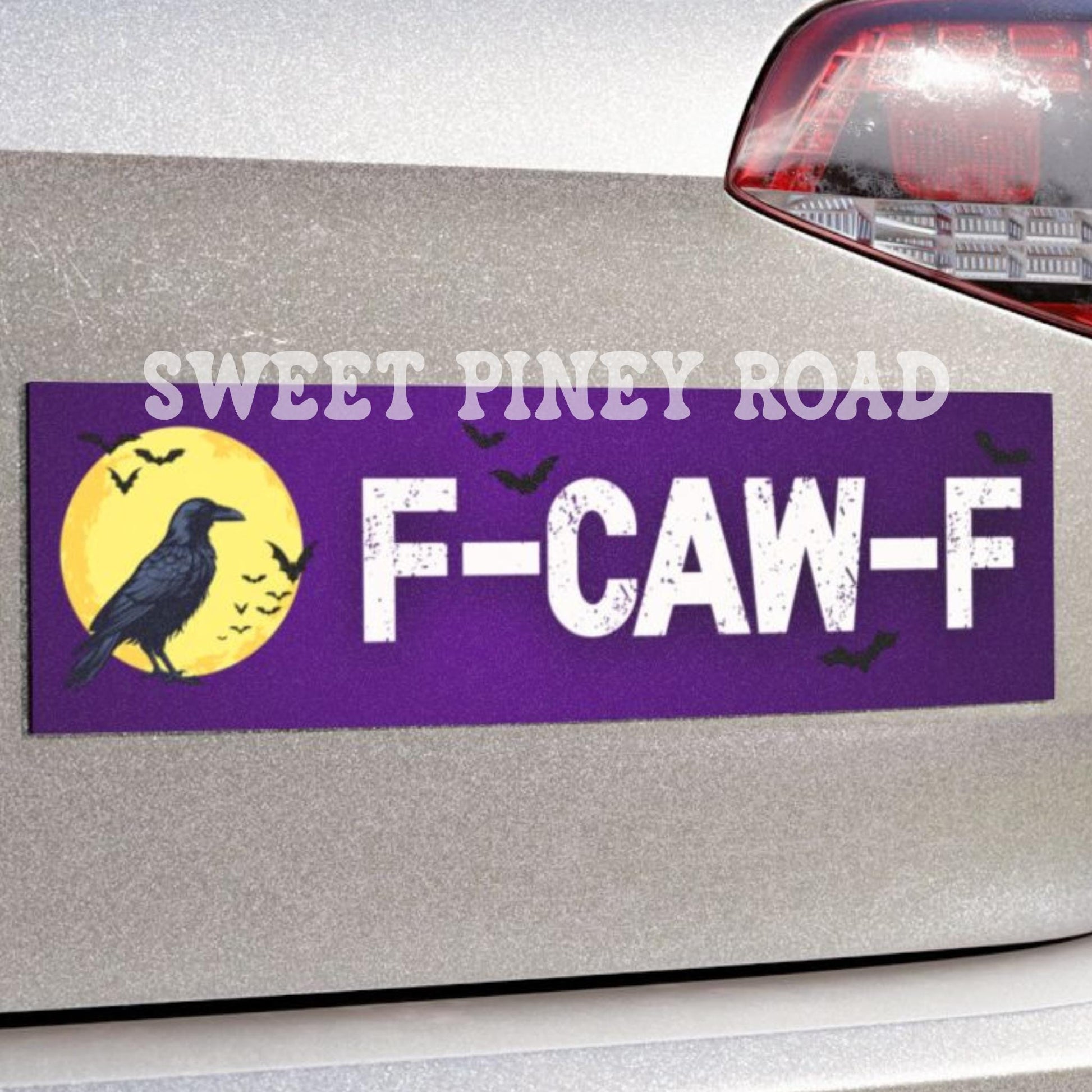 Funny Crow Car Magnet, F-CAW-F Bumper Sticker, Meme Gag Gift Stickers, Custom Humor Gifts For Friends, Cursed Humor, Silly Crow Sarcastic