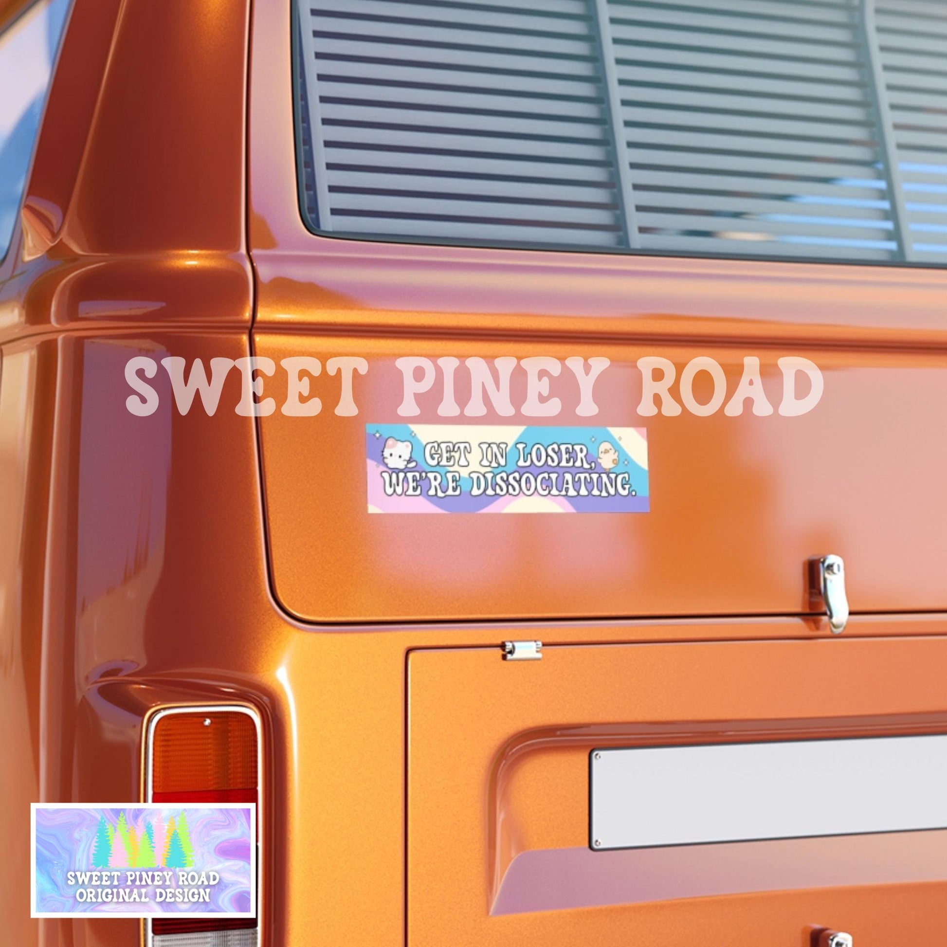 Get In Loser We're Dissociating Car Magnet, Funny Bumper Stickers, Anxiety Depression Gag Gift, Pastel Girly Y2k Inspired Ideas, Cute Kawaii