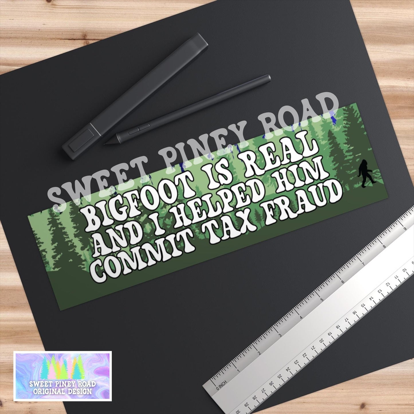 Bigfoot Is Real And I Helped Him Commit Tax Fraud Car Magnet, Funny Big Foot Bumper Sticker, Outdoors Gag Gift For A Friend, Forest Nature