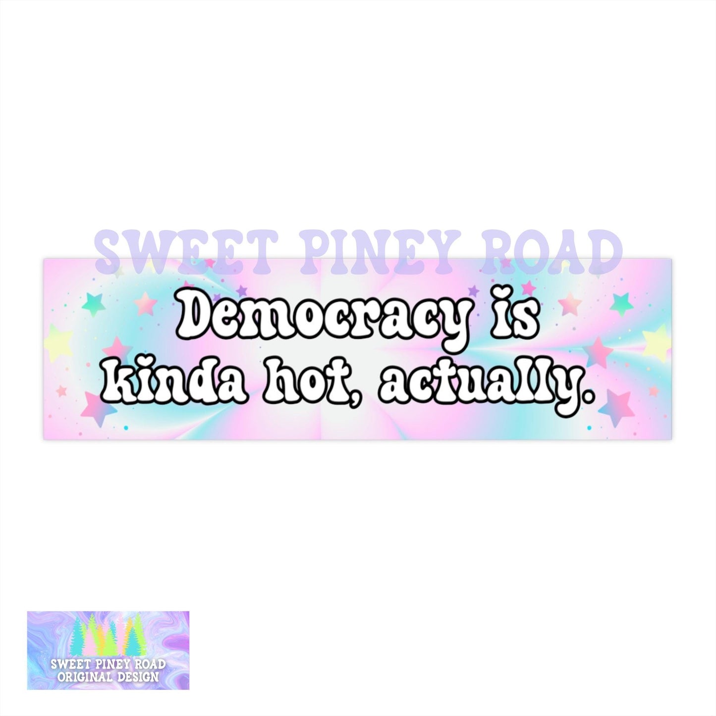 Democracy Is Hot Car Magnet, Funny Bumper Sticker, Girly Y2k Feminist, Activist Anti Trump FDT Decal, Pastel Anti Fascism Resist Protest