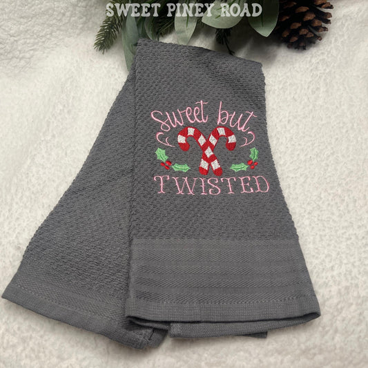 Candy Cane Christmas Embroidered Towel, Personalized Embroidery Bath Towel, Birthday Gift, Cute Custom Wash Cloth, Holiday House Decor