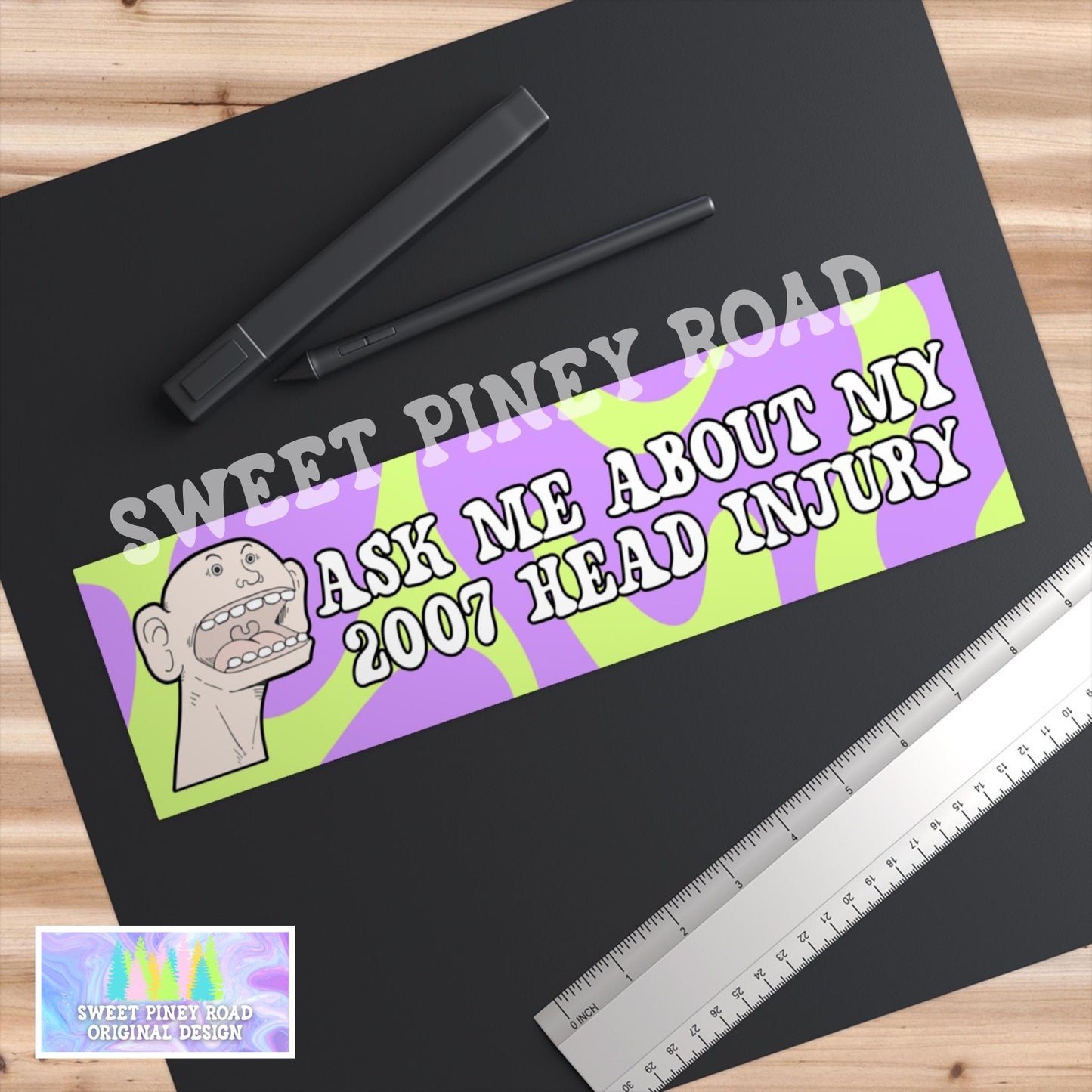 Funny Head Injury Car Magnet, Hilarious Cursed Humor Bumper Sticker, Gag Gift For Gen Z Birthday, Dark Humor Ideas, Weird Vehicle Decal Idea